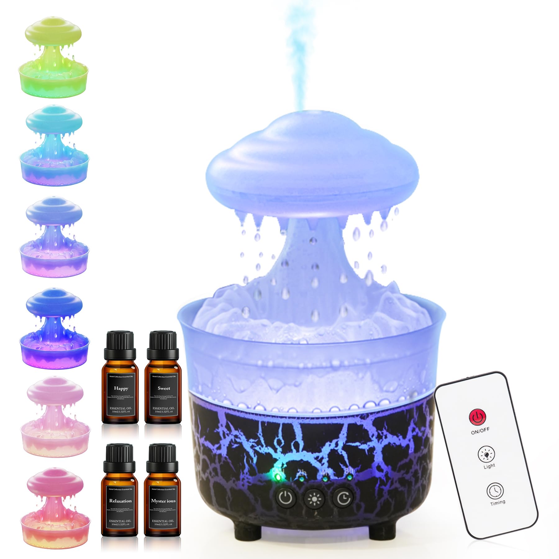 BOHOFAM difusor aroma con niebla tipo lluvia para dormitorio tranquilo