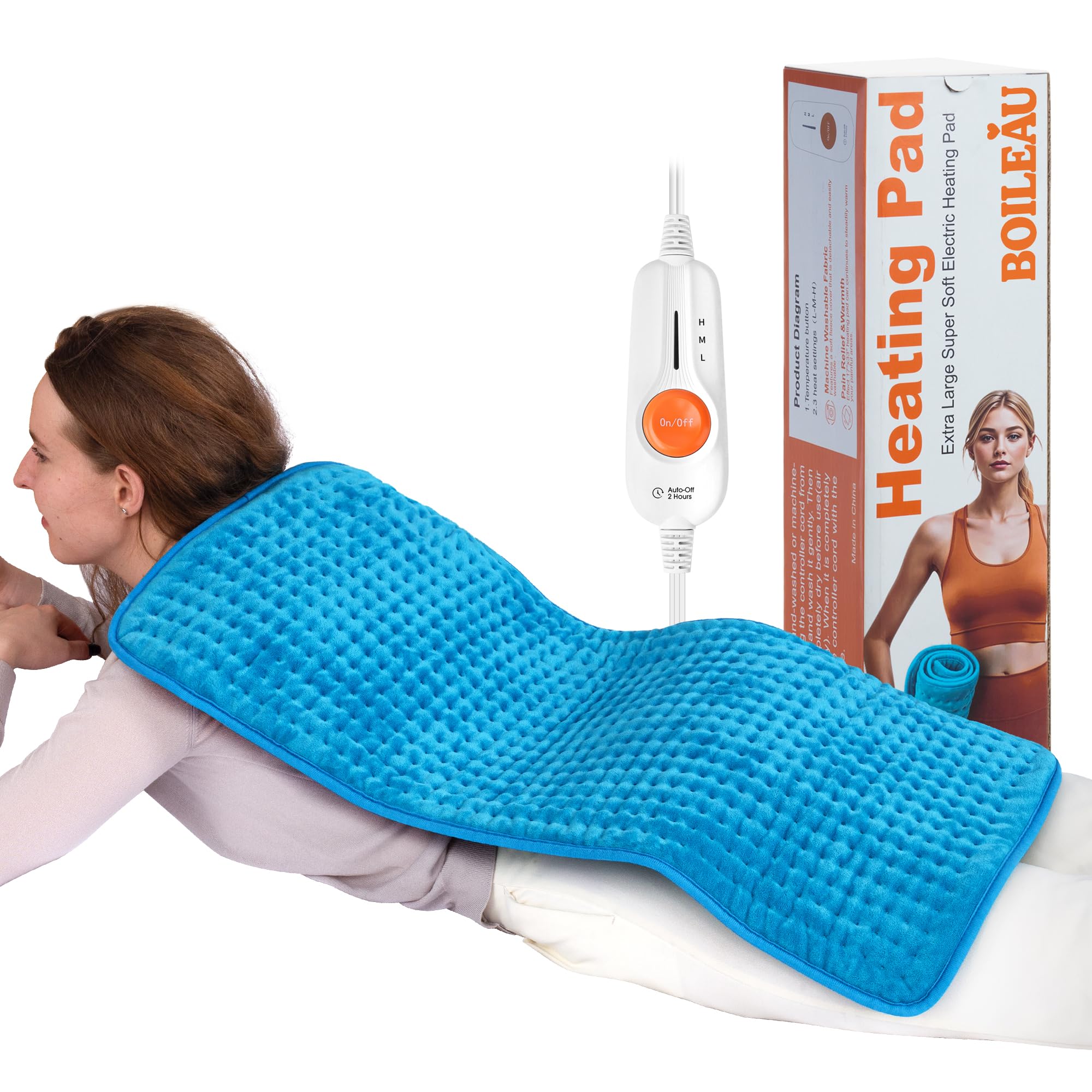 Boileau almohadilla eléctrica para espalda, calor uniforme para mayor comodidad