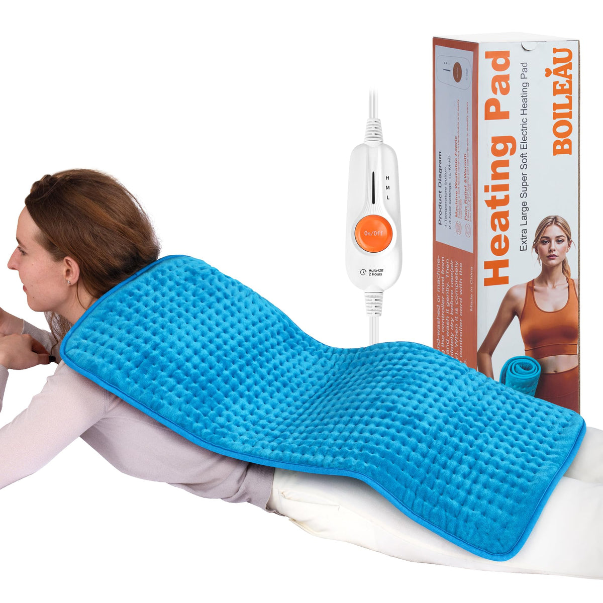Boileau almohadilla eléctrica para espalda, calor uniforme para mayor comodidad