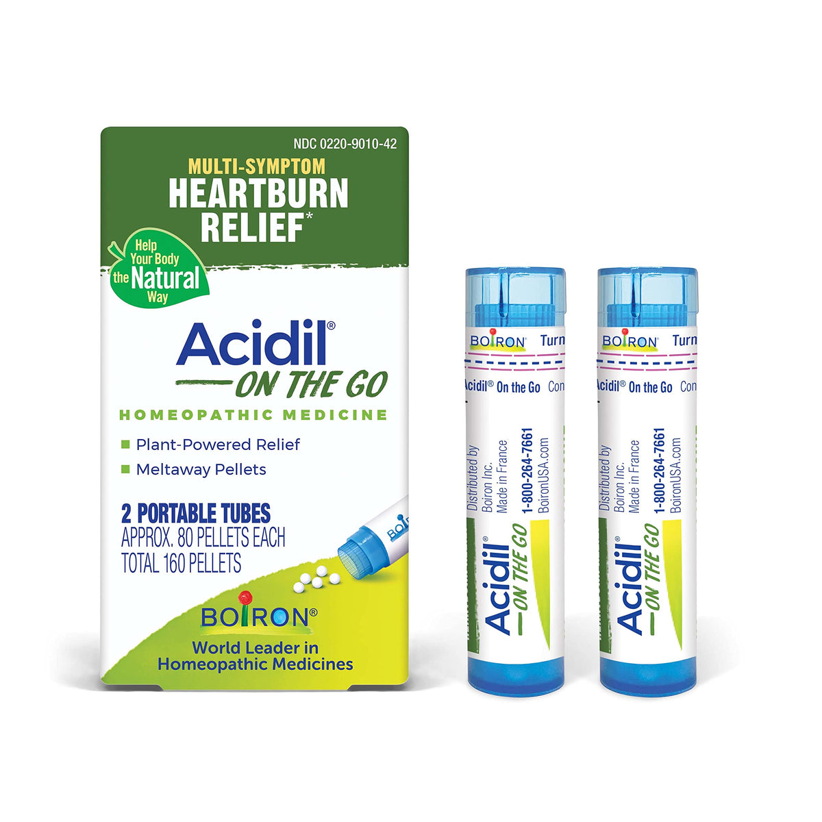 Boiron Acidil para Llevar en tubo portátil para alivio rápido.