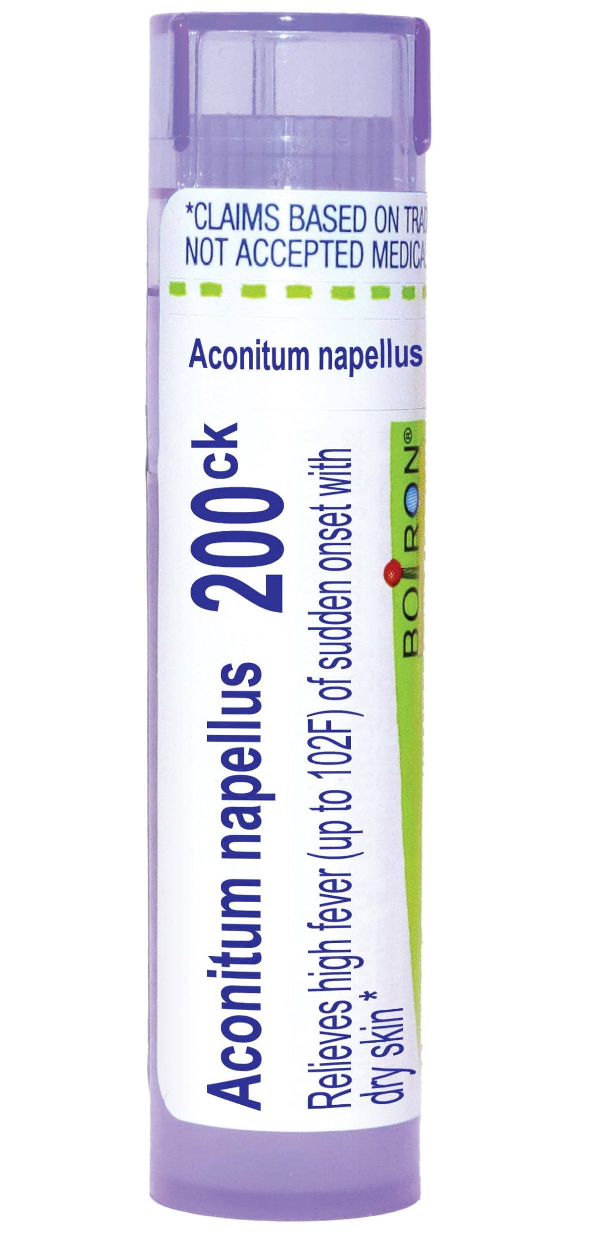 Boiron Aconitum Napellus 200CK en tubo dispensador, práctico para uso diario.