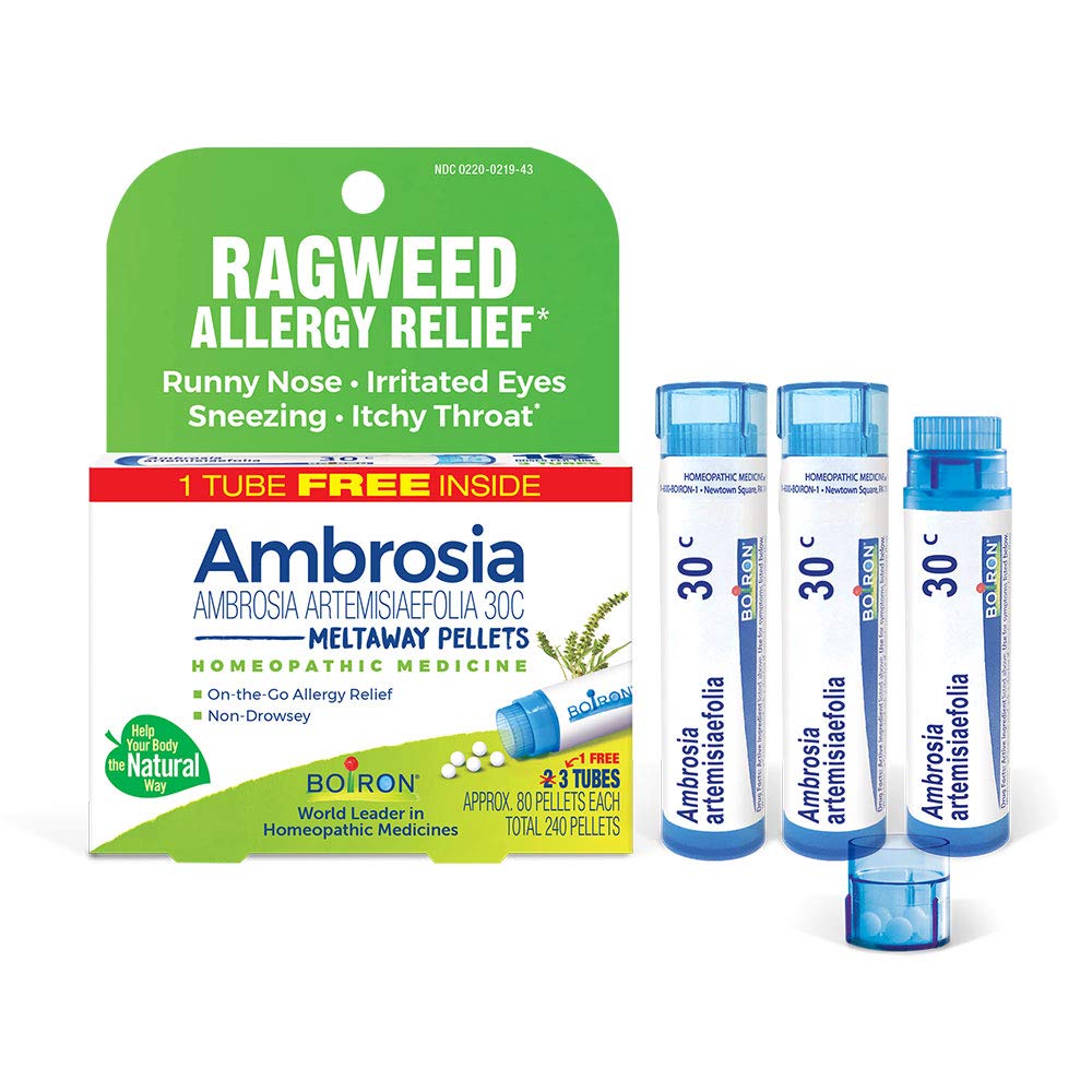 Boiron Ambrosia 30C: pellets que se disuelven bajo la lengua para alivio rápido.