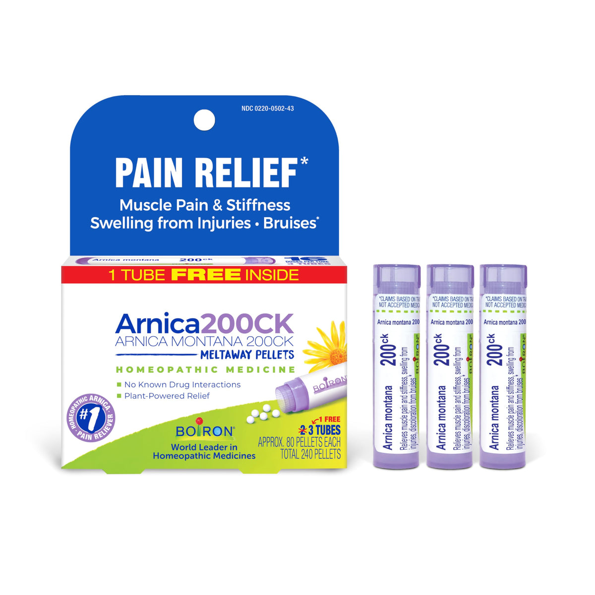 Boiron Arnica Montana 200CK: paquete de tres tubos para uso diario y conveniencia