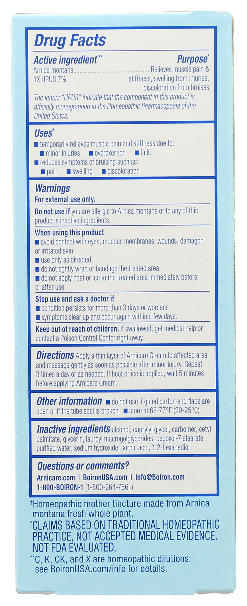 Boiron Arnica Cream para aplicación localizada, ideal para molestias musculares menores.