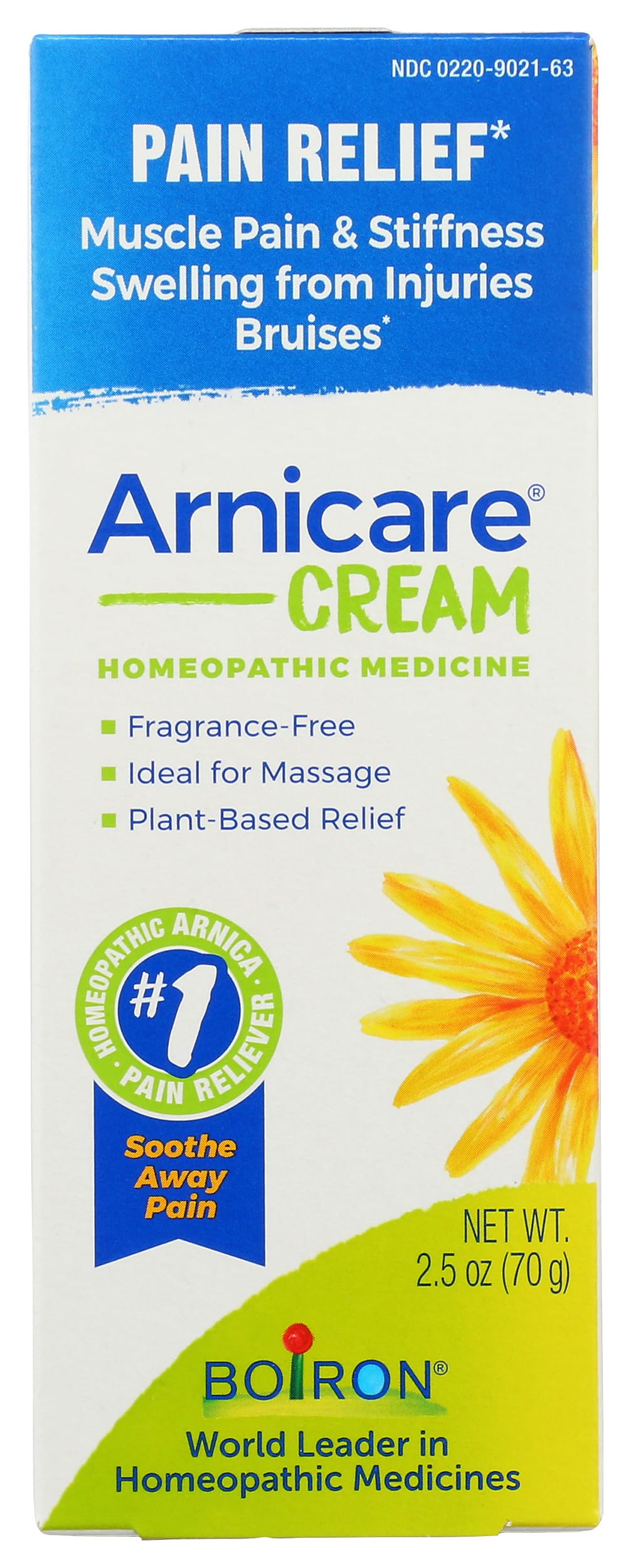Crema de arnica Boiron con textura suave para uso localizado en músculos.