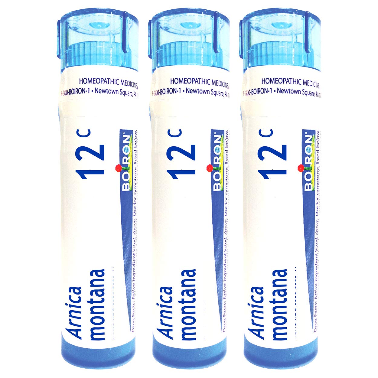 Boiron Arnica Montana 12C: perlas que se disuelven rápido para molestias musculares leves.