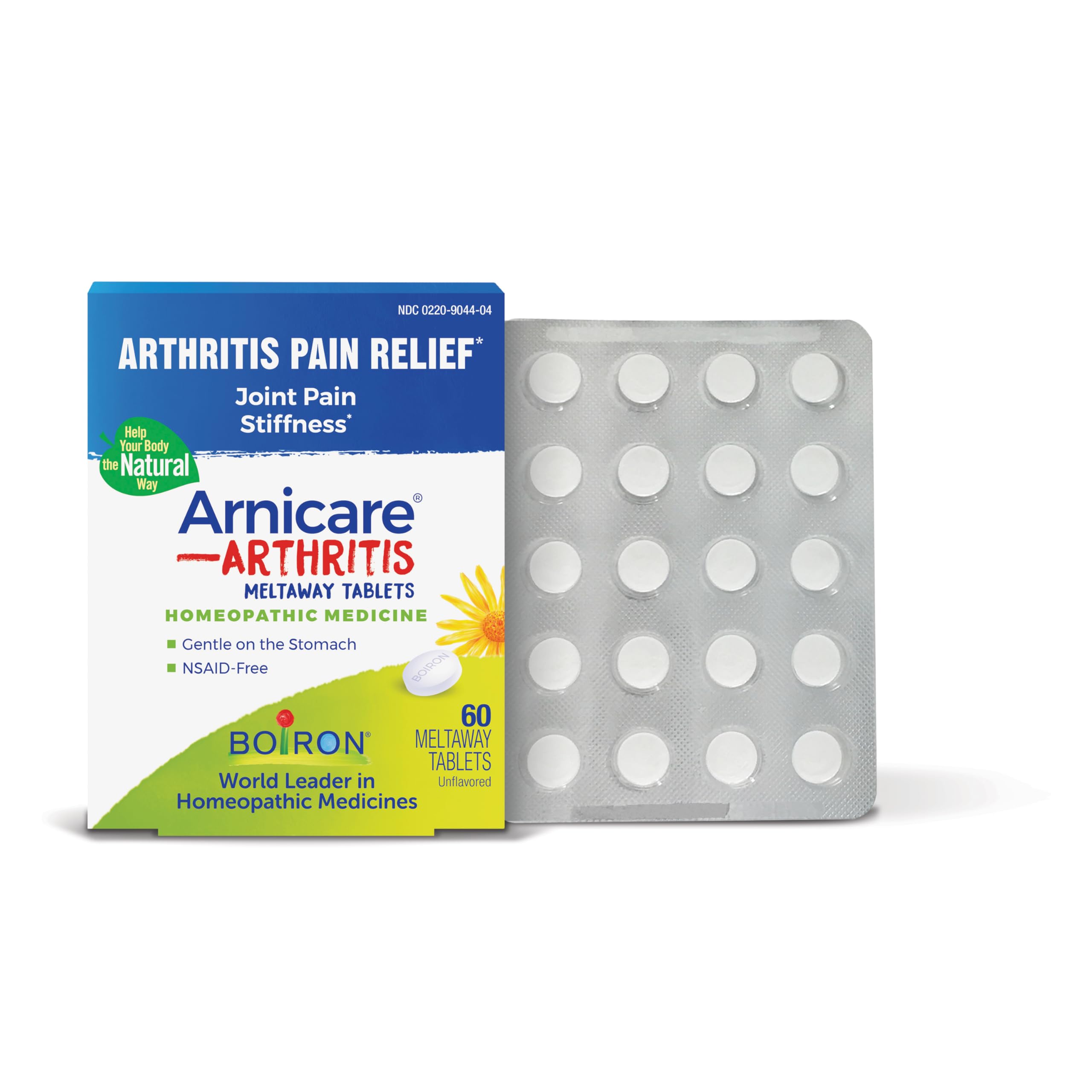 Boiron Arnicare Tabletas en empaque, alivio suave para molestias articulares.