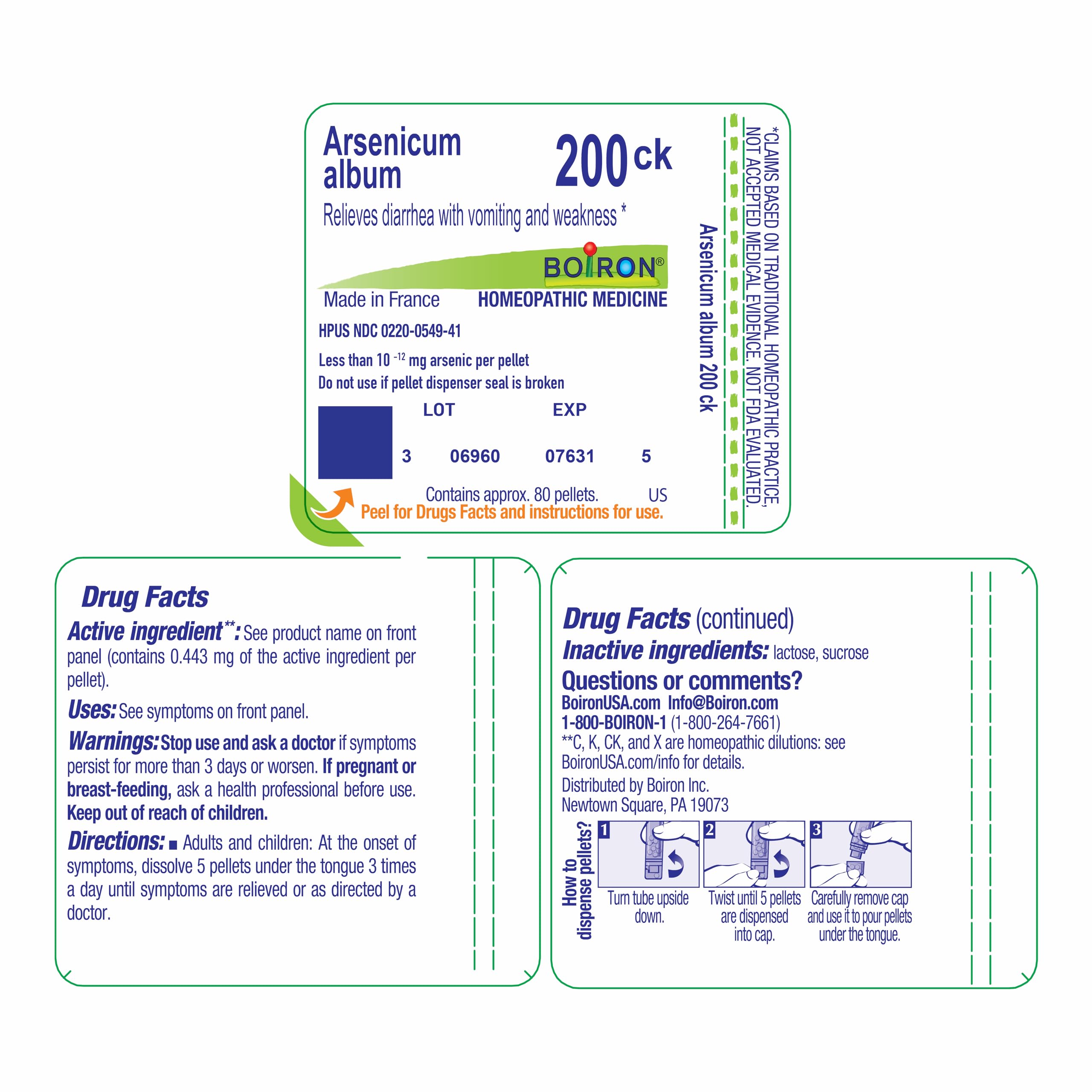 Boiron Arsenicum Album Pellets para posibles malestares estomacales.