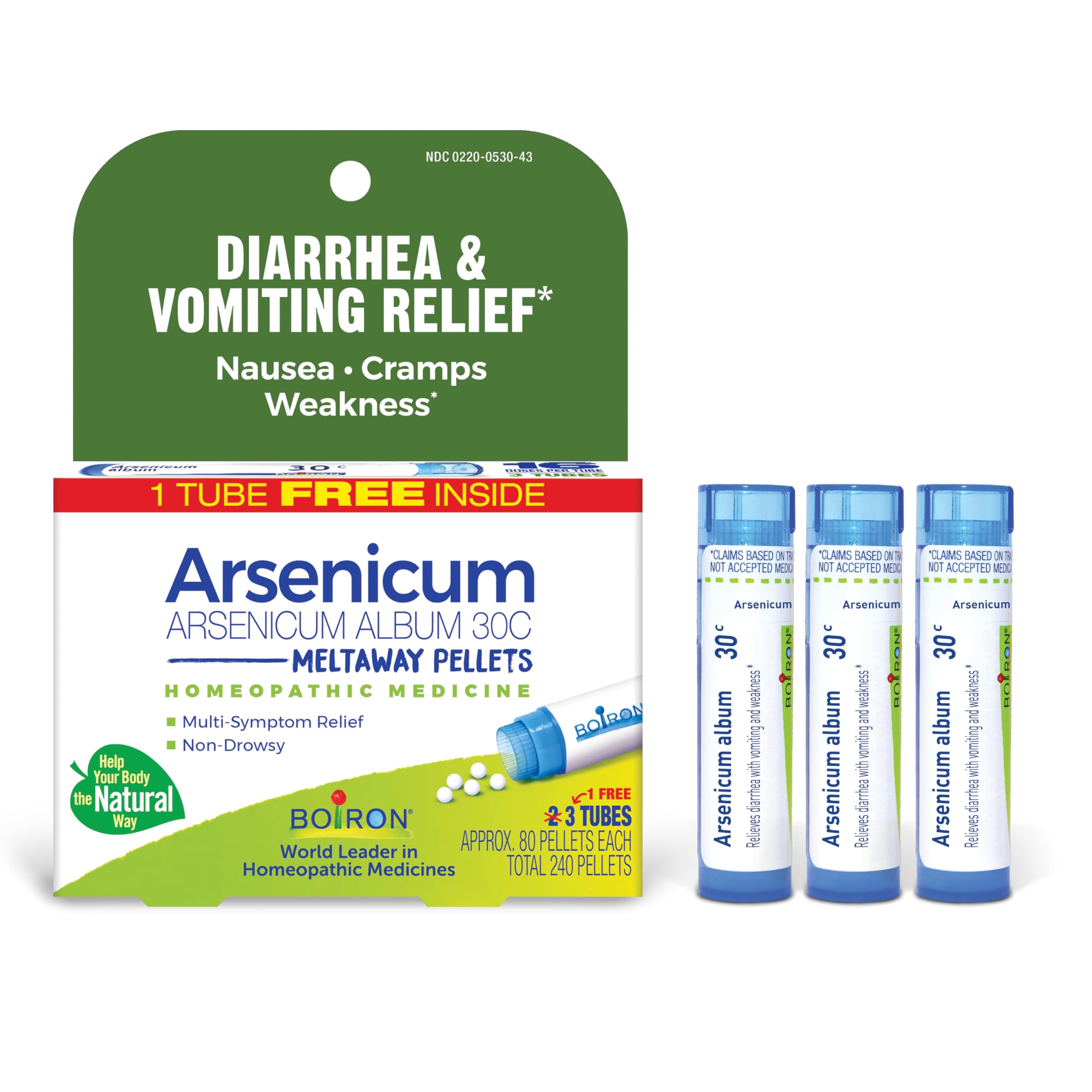 Boiron Arsenicum Album peles disolviéndose en la boca para molestias estomacales