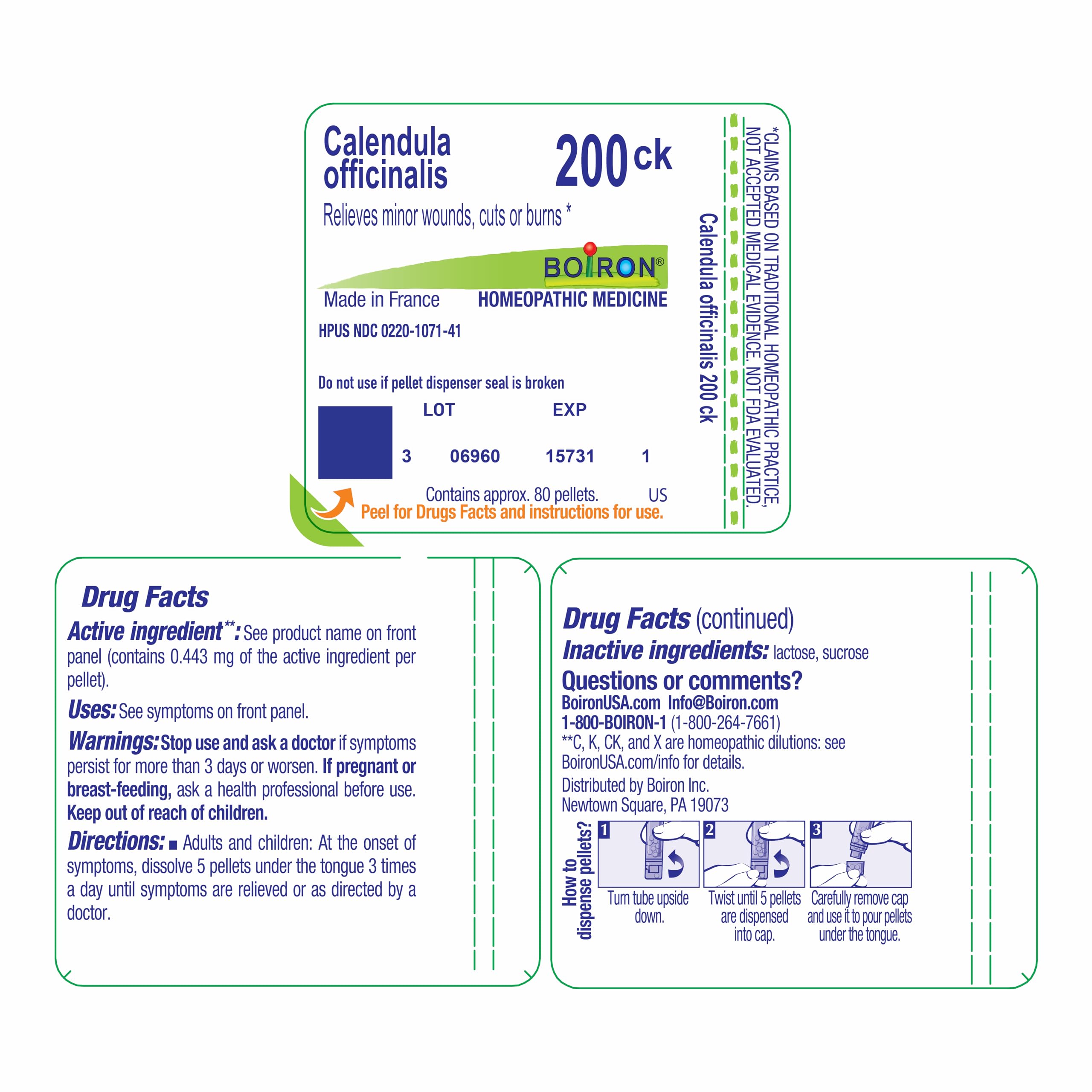 Boiron Calendula Officinalis 200CK, cuidado suave para la piel de daños menores.