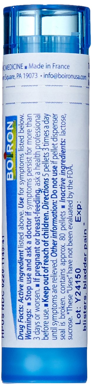 Boiron Cantharis 30C, caja del producto con perlas de disolución rápida