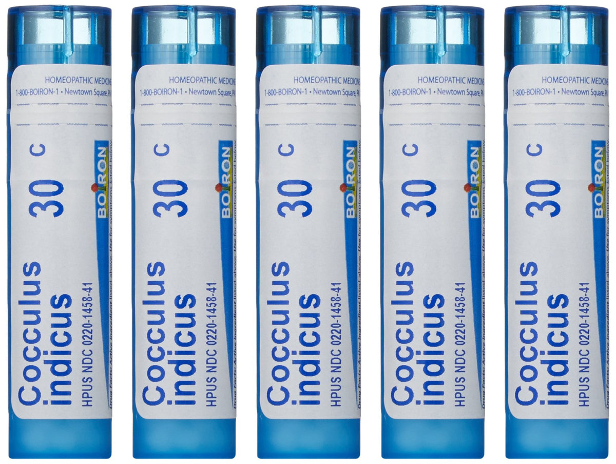 Boiron Cocculus Indicus 30C paquete de 5, estuche compacto para viaje