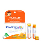 Boiron ColdCalm Kids Pellets, envase en tubo, práctico para dispensar en casa.