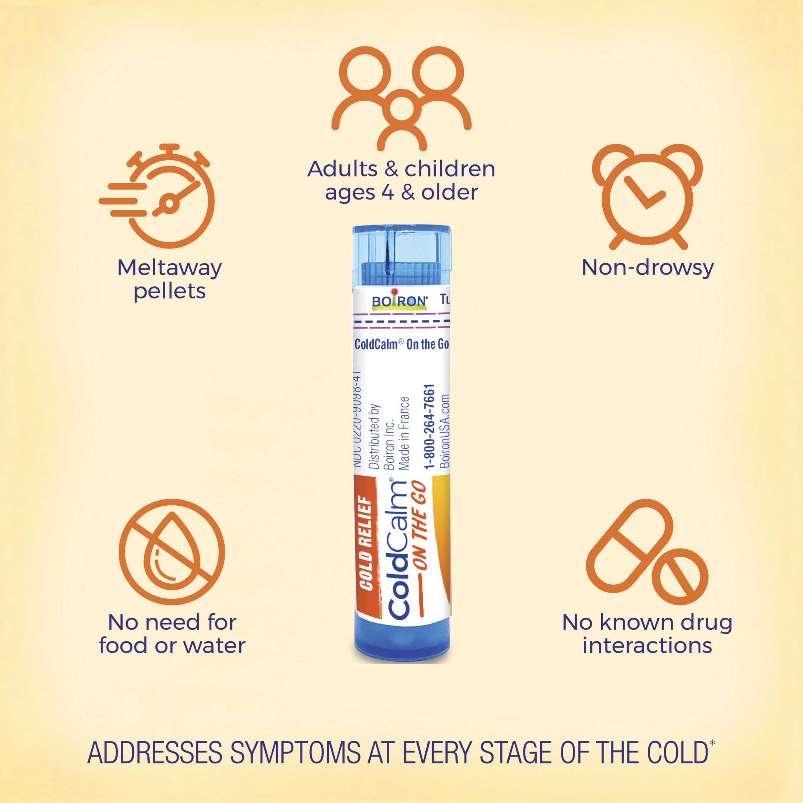 Boiron ColdCalm On the Go: envase en tubo portátil para llevar a cualquier lugar.