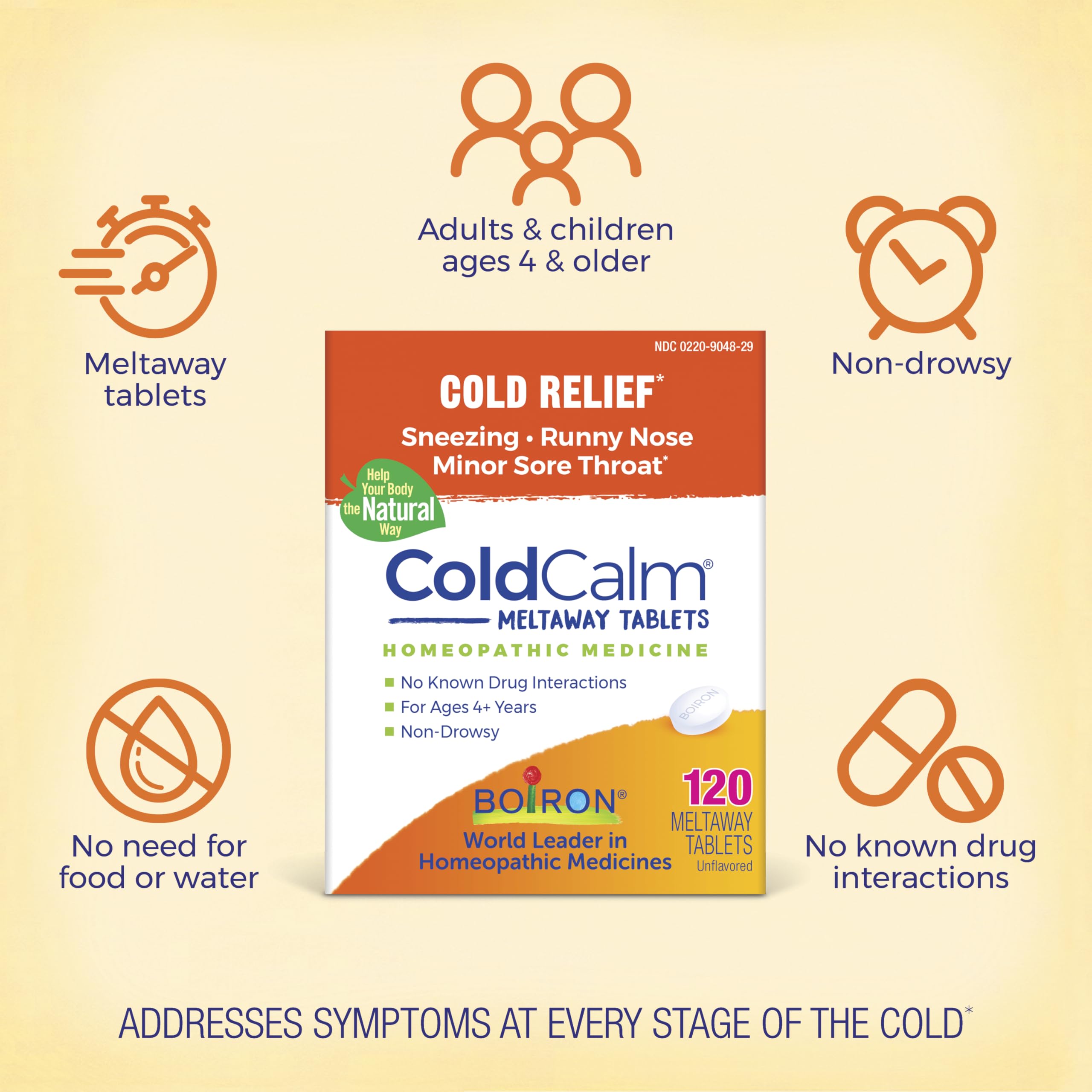 Boiron ColdCalm: tabletas para estornudos, congestión nasal y dolor de garganta