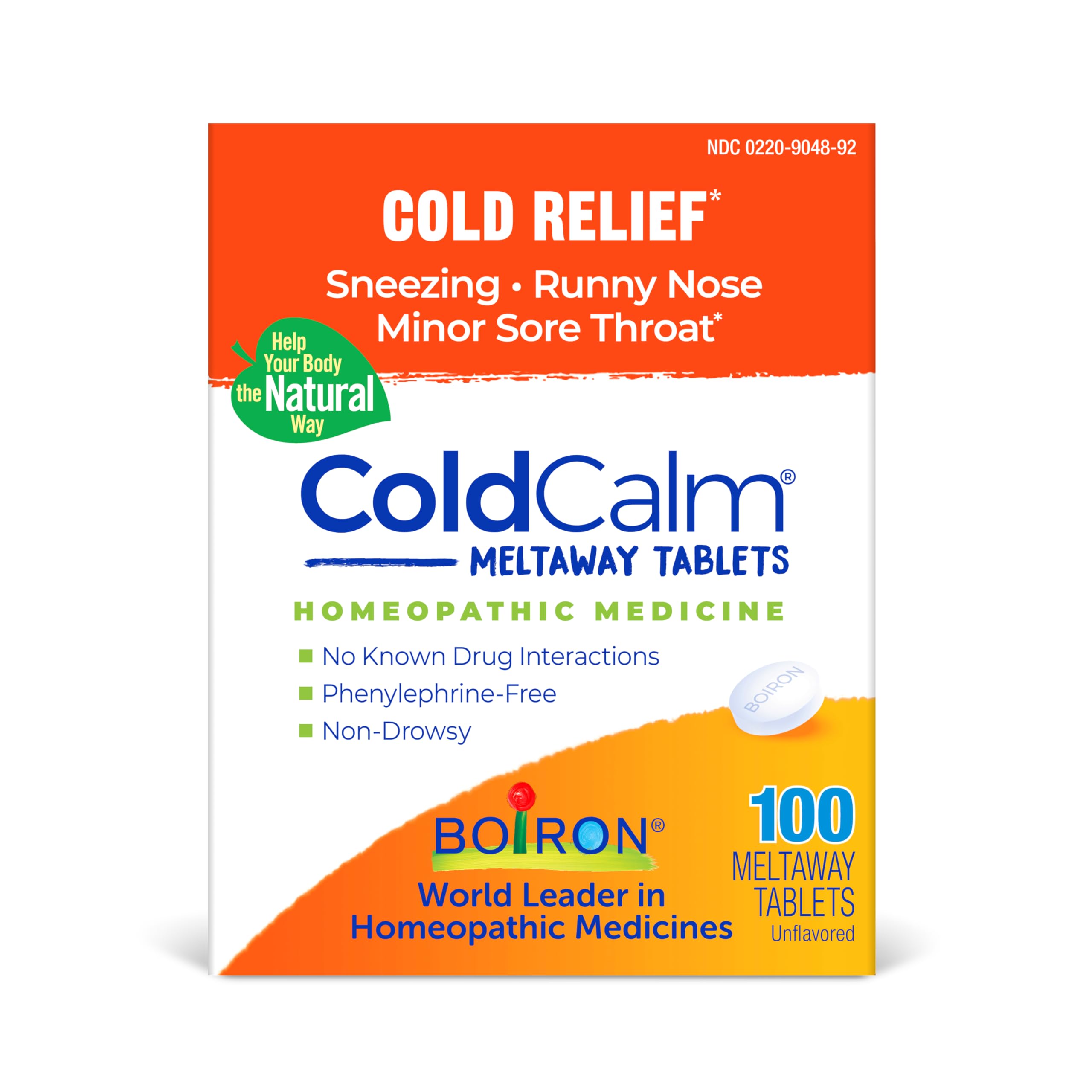 Boiron ColdCalm: tableta disolviéndose en la boca sin agua para alivio rápido
