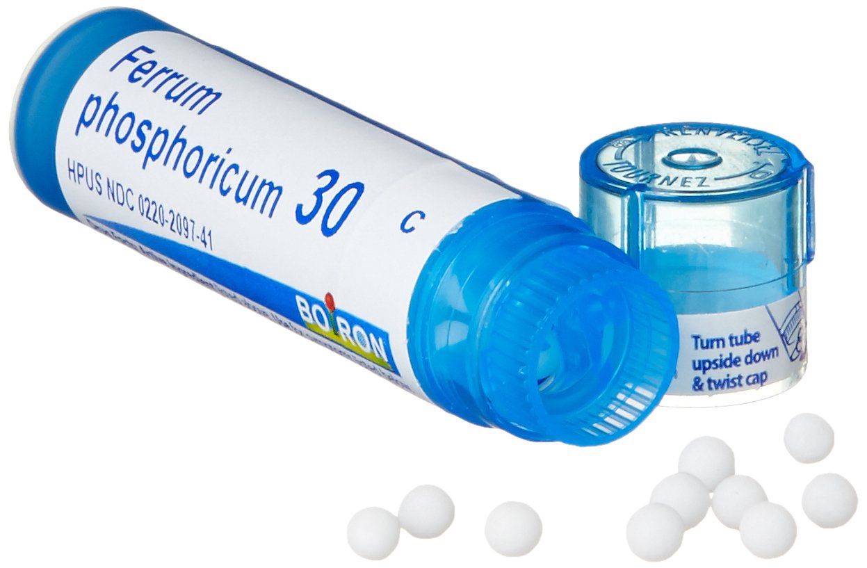 Boiron Ferrum Phosphoricum 30C sin somnolencia, uso diario seguro.