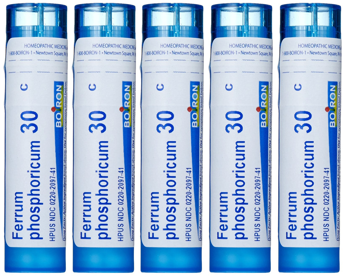 Boiron Ferrum Phosphoricum 30C: pellets disolución rápida para síntomas leves.