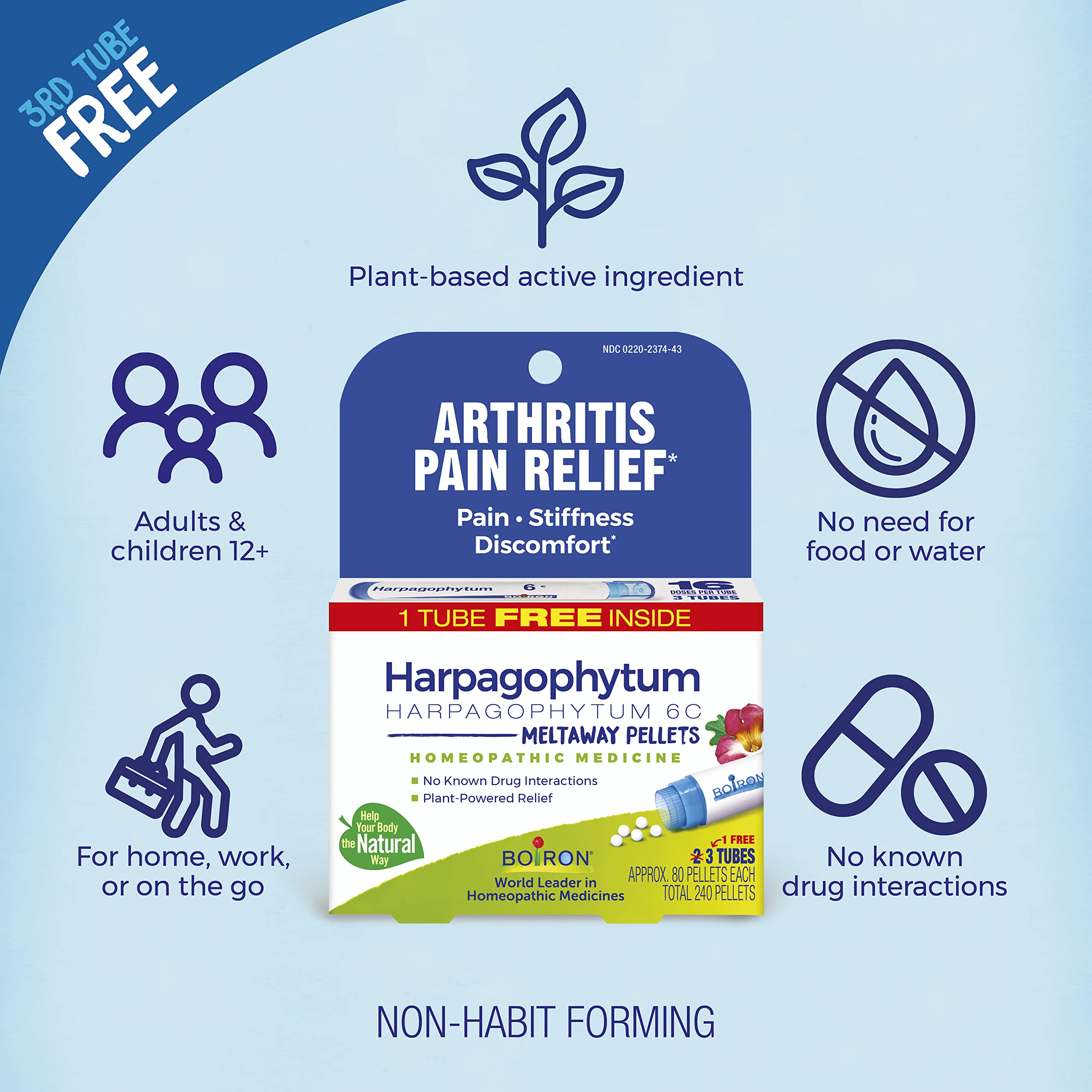 Boiron Harpagophytum 6C envase bonus 2x1 para mayor ahorro.