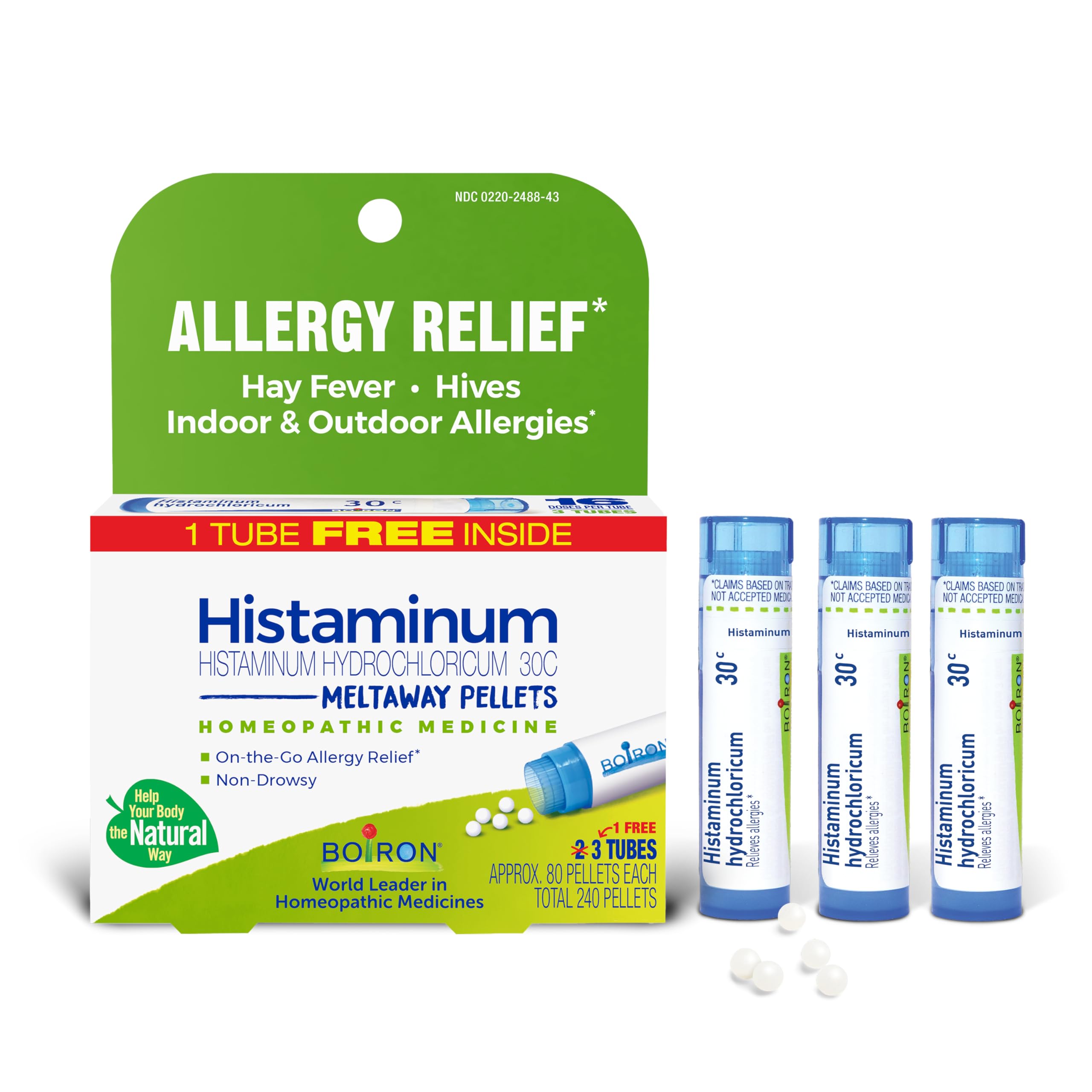 Boiron Histaminum Hydrochloricum en envase, pellets para alergias suaves