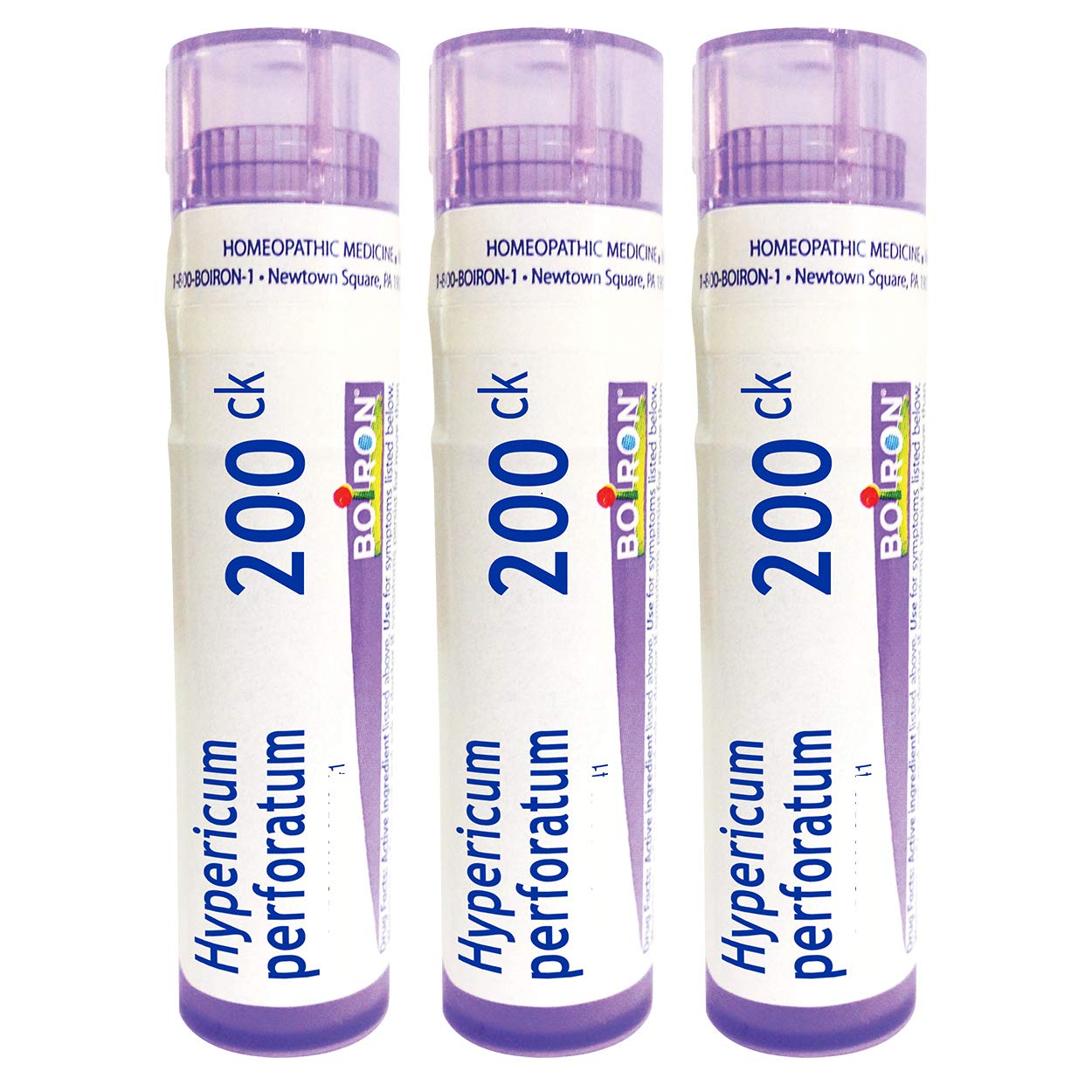 Boiron Hypericum 200CK pellets en tubo con dosis rápida para uso diario.
