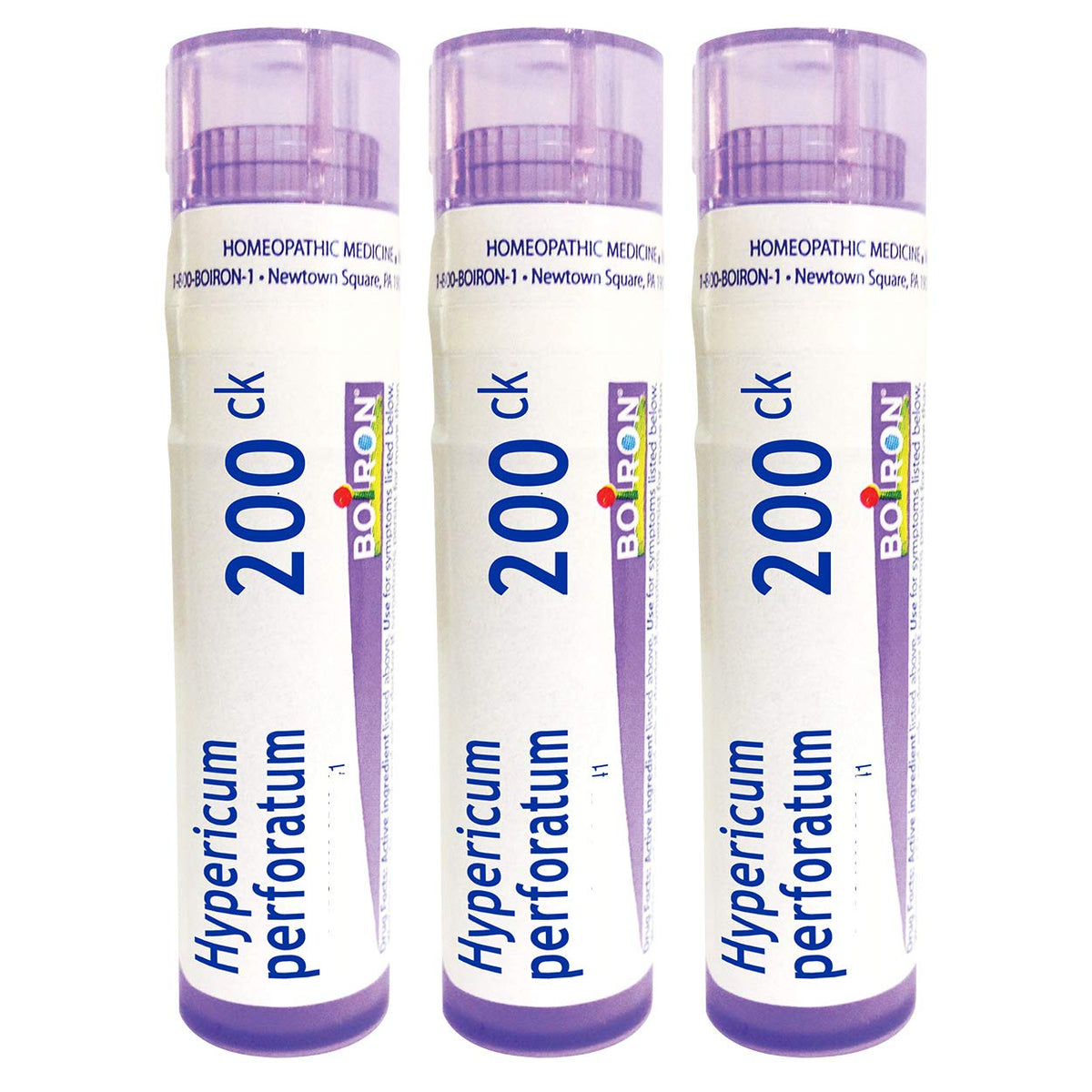 Boiron Hypericum 200CK pellets en tubo con dosis rápida para uso diario.