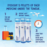 Boiron Jet Lag Relief Kit, pellets Arnica 6C para dosis rápida de alivio muscular.