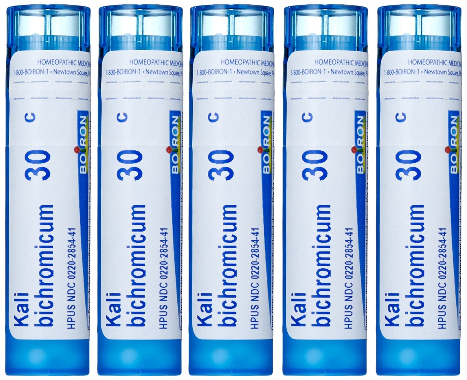 Boiron Kali Bichromicum 30C, botella de perlas, posible alivio de síntomas de resfriado.