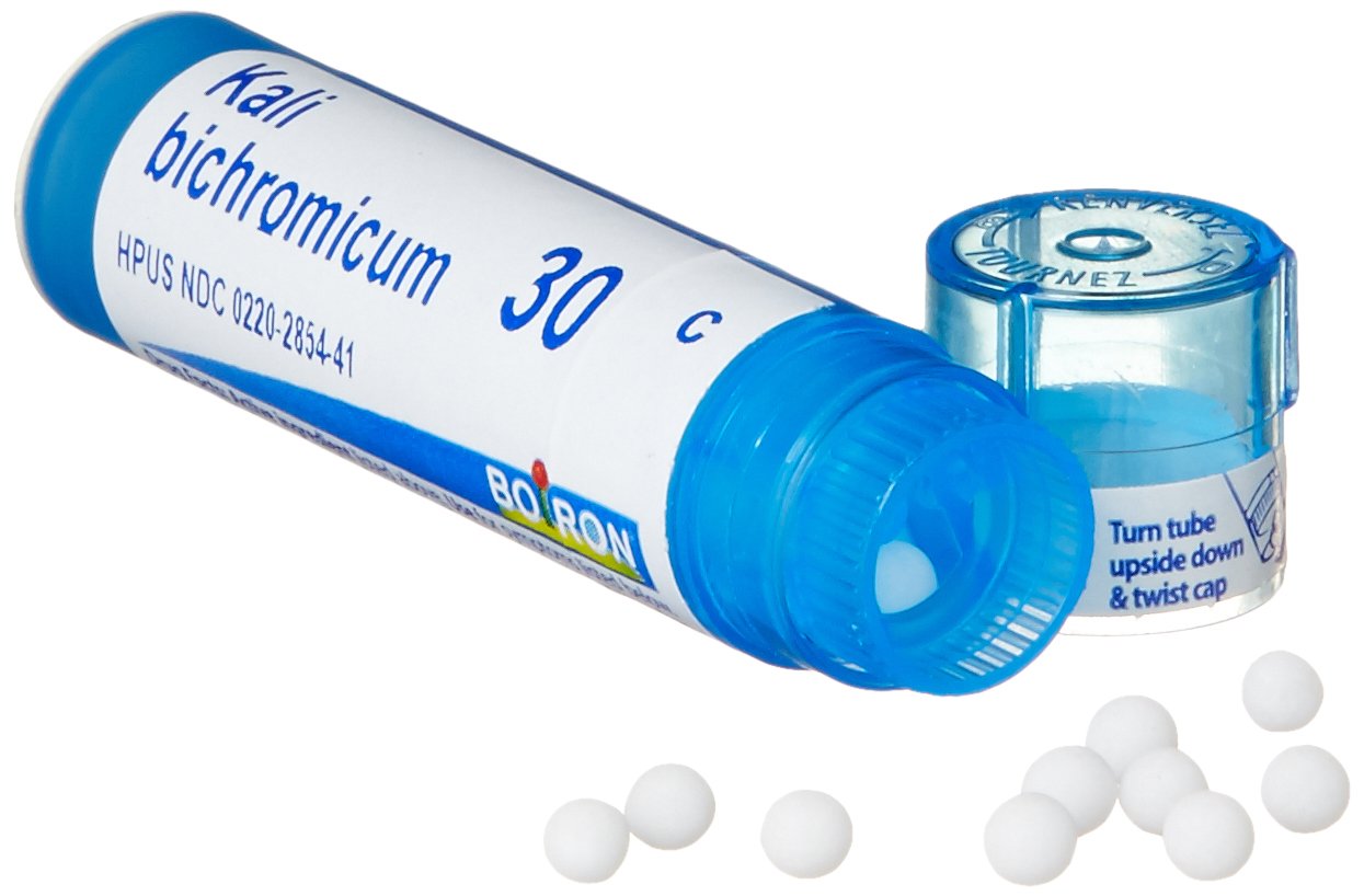 Boiron Kali Bichromicum 30C, perlas de disolución rápida, administración simple.