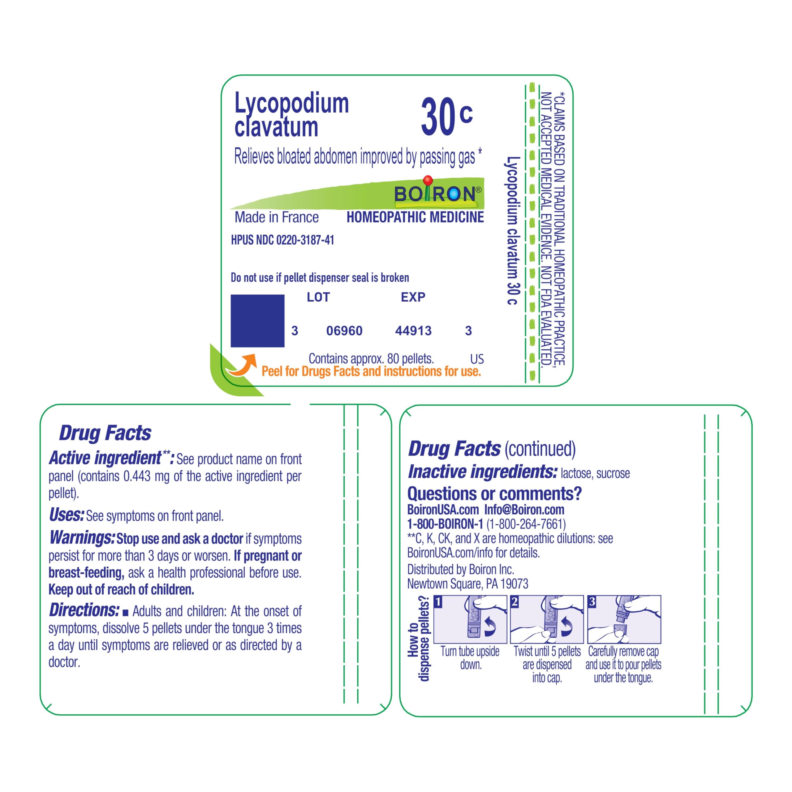Boiron Lycopodium Clavatum 30C, apto para adultos y niños.