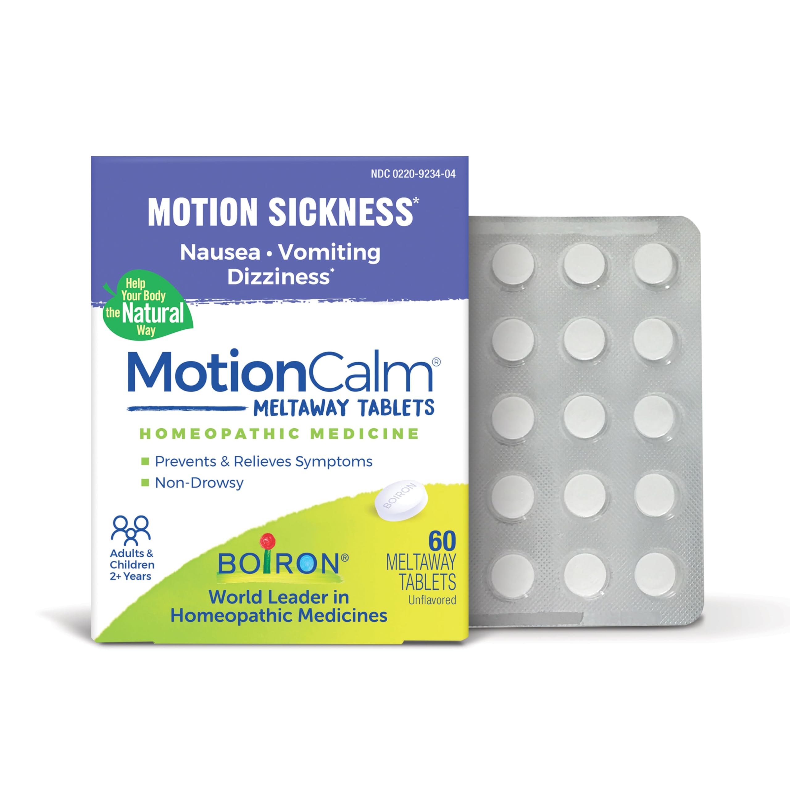 Boiron MotionCalm: pastillas que se disuelven en la boca para malestar de movimiento.