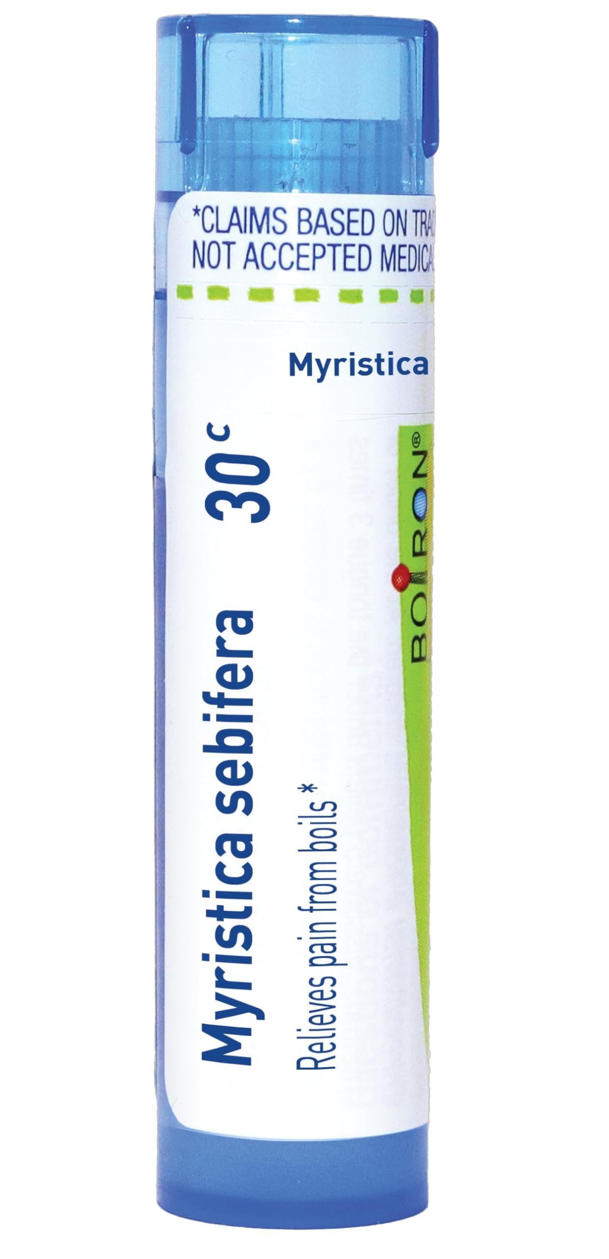 Envase Boiron Myristica Sebifera 30C con pellets, fácil dosificación