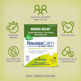 Boiron NauseaCalm envase de 60 tabletas, solución práctica para malestar estomacal.