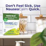 Boiron NauseaCalm envase para viaje, alivio discreto durante desplazamientos.