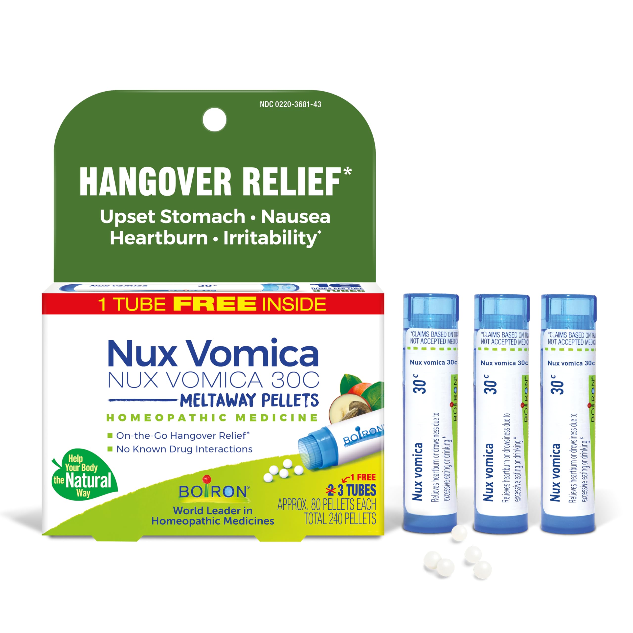 Boiron Nux Vomica 30C: pellets disolucion rapida que ayudan a malestar estomacal.