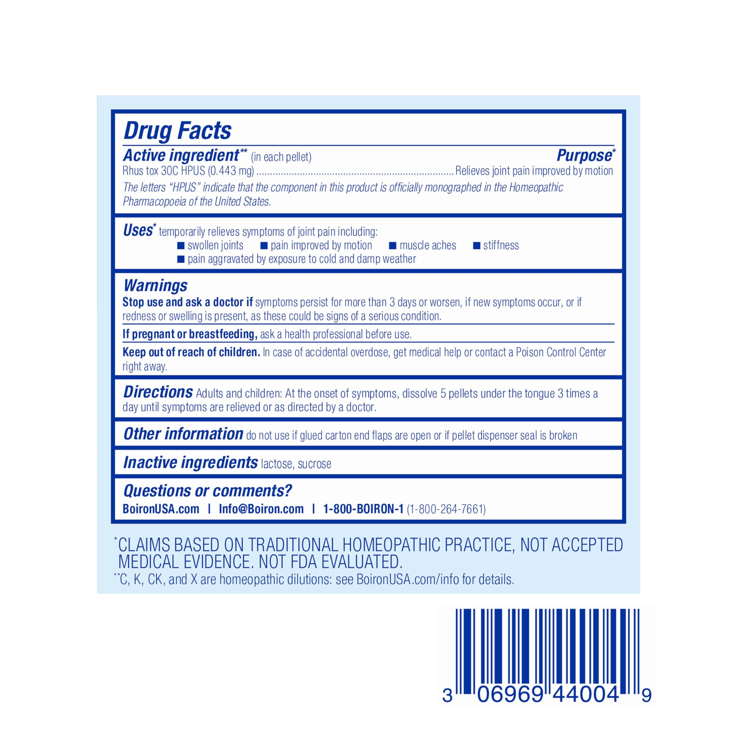Rhus Tox 30C: pellets aptos para adultos y niños.