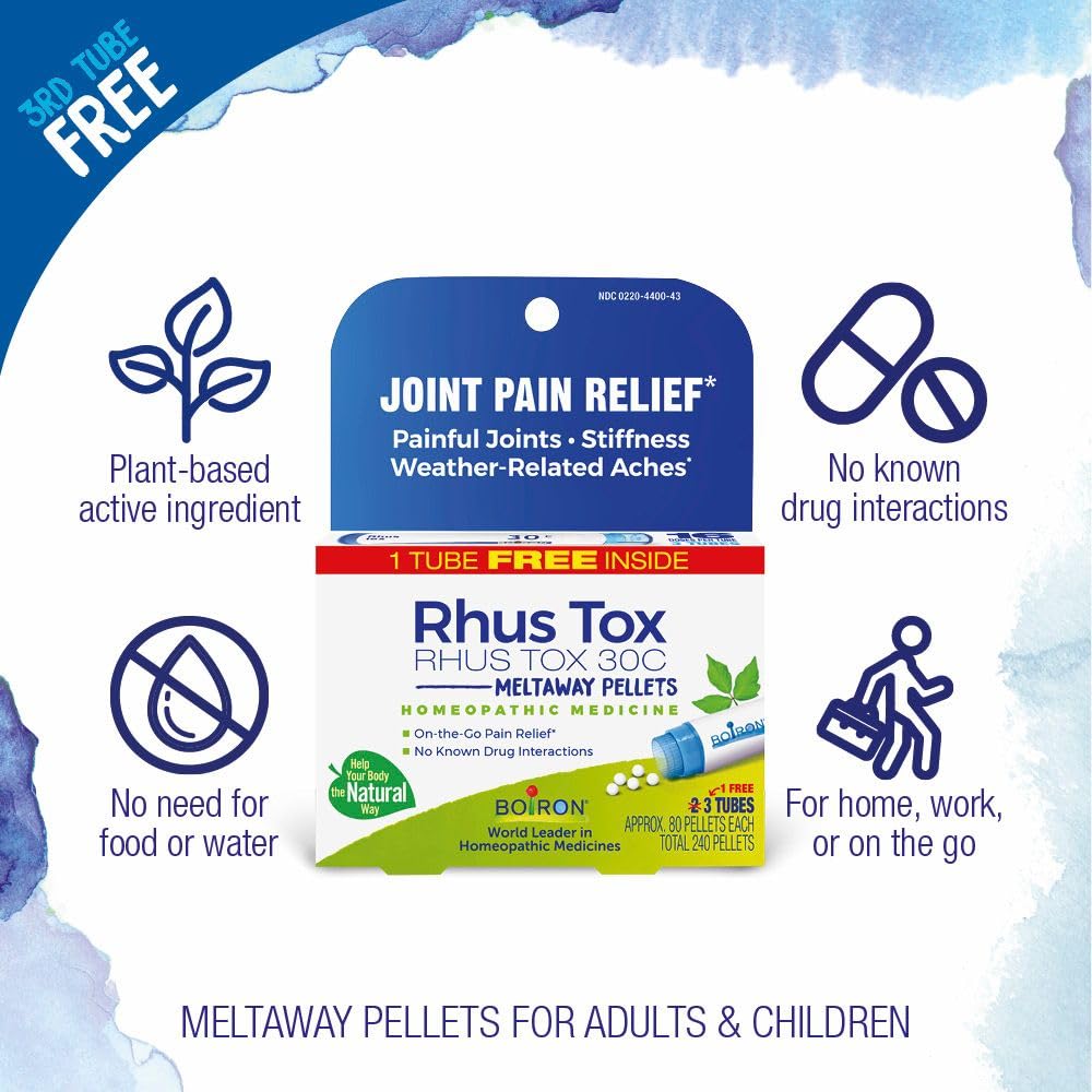 Rhus Tox 30C: pellets sin sabor para consumo cómodo.