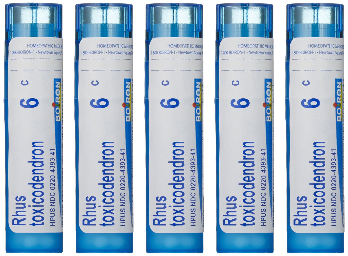 Boiron Rhus Toxicodendron 6C, tubos 80 perlas, formato práctico para molestias leves
