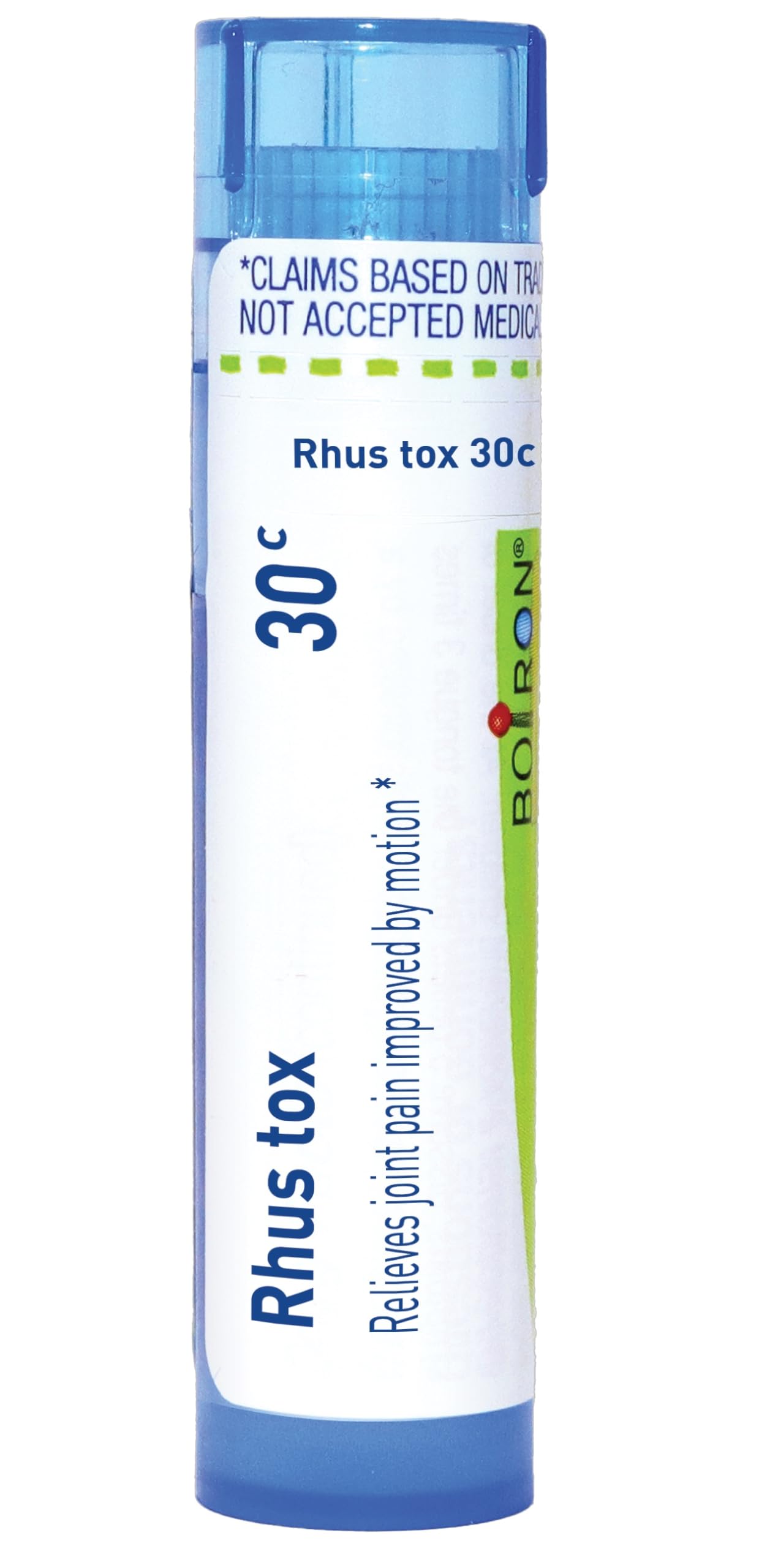 Boiron Rhus Toxicodendron: tubo dispensador con 80 perlas para uso práctico en casa