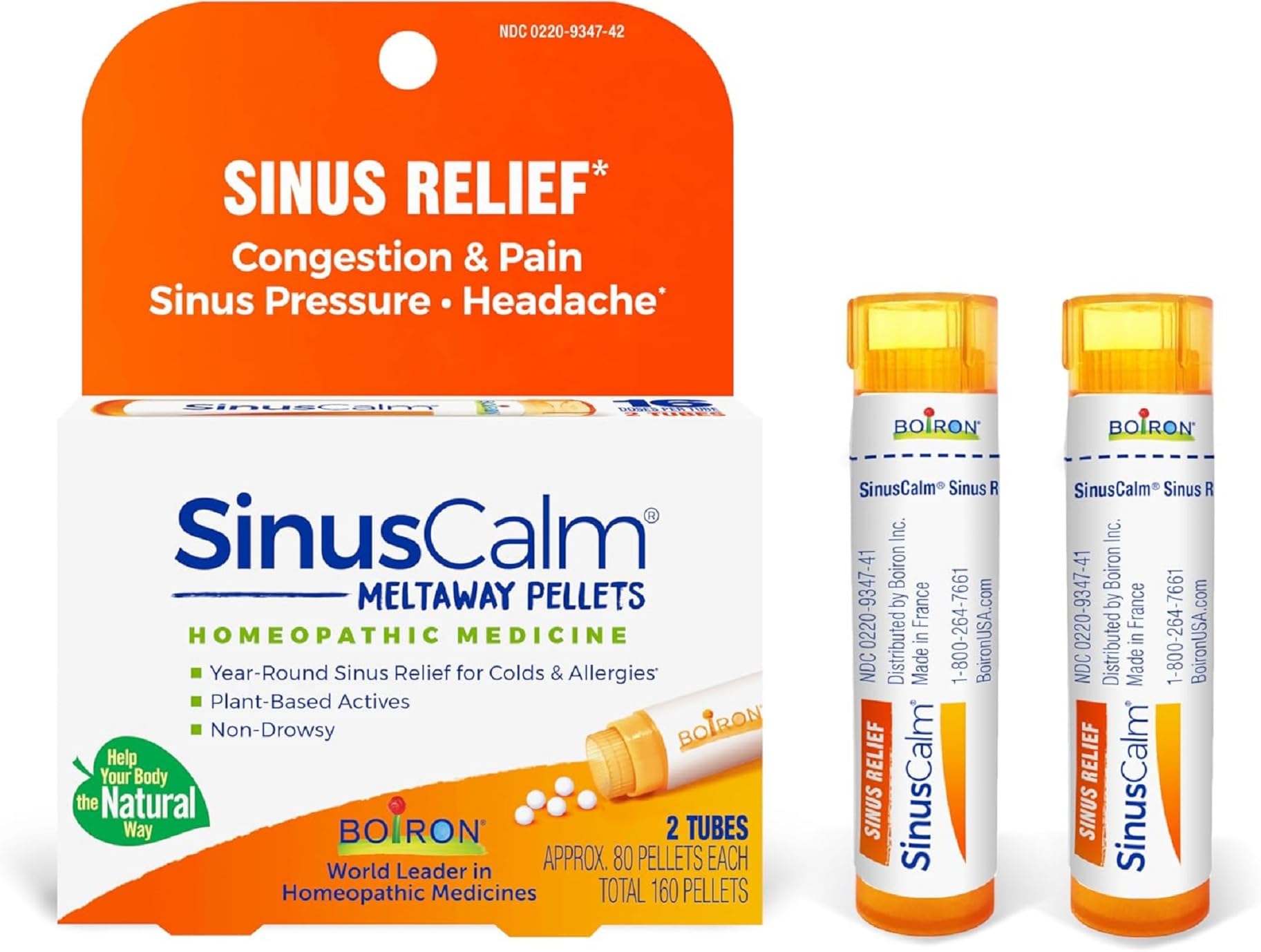 Boiron SinusCalm Pellets para congestión nasal, posible alivio rápido.