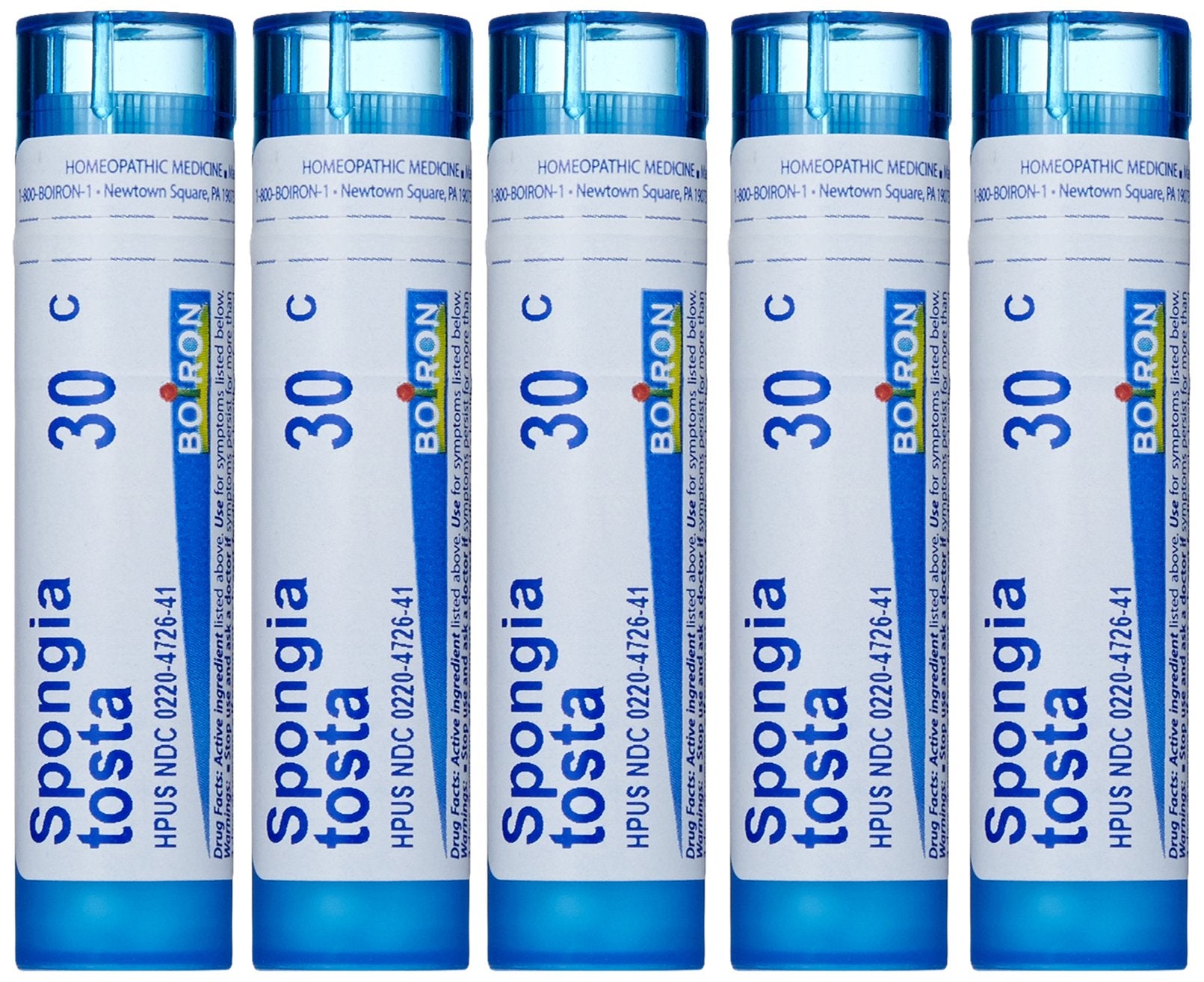 Boiron Spongia Tosta 30C: pellets que se disuelven rápido para tomar al primer síntoma.