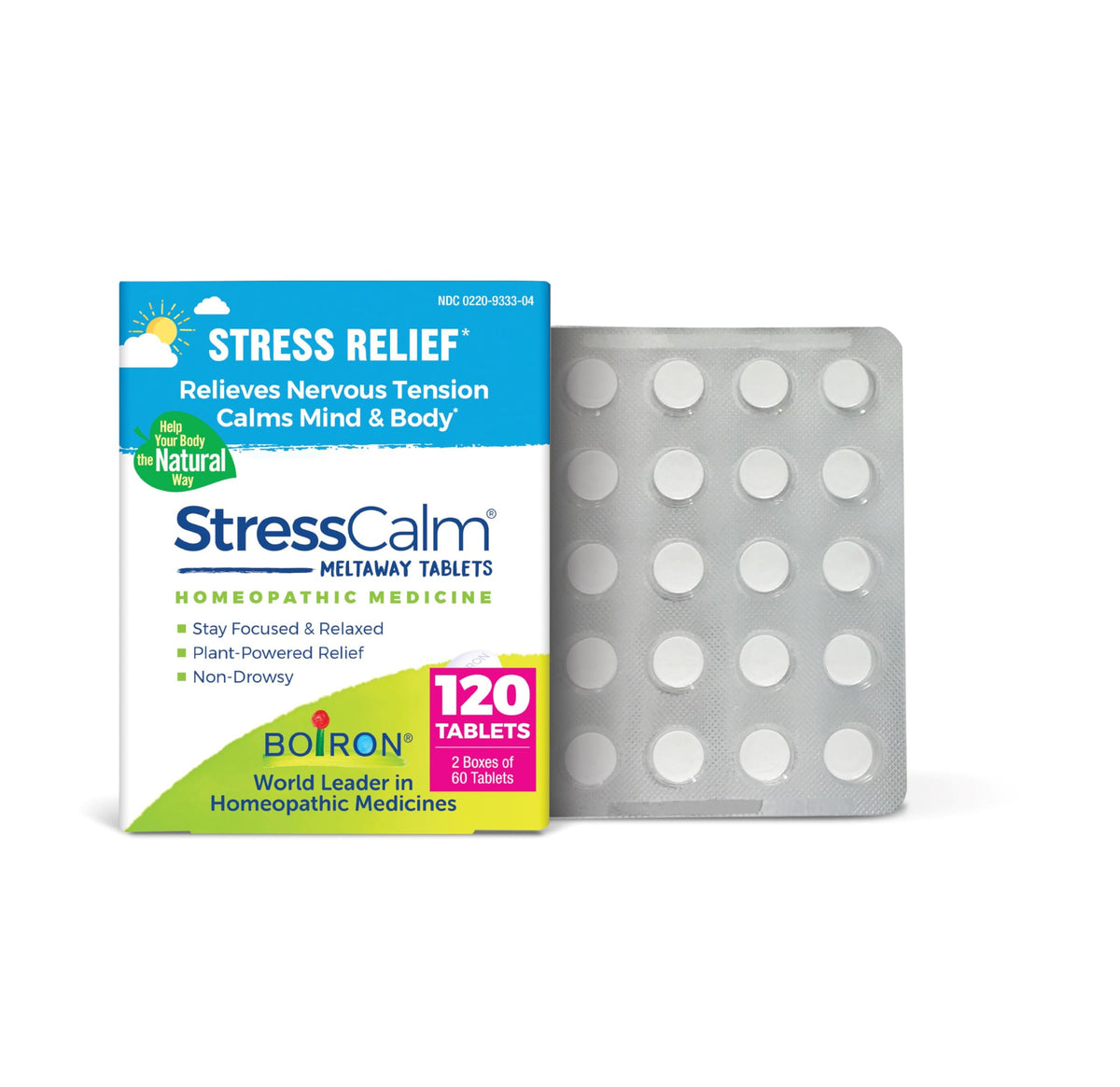 Boiron StressCalm: la caja exterior para manejo diario del estrés.