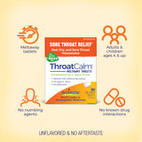 ThroatCalm sin adormecedores, alivio suave para la garganta.