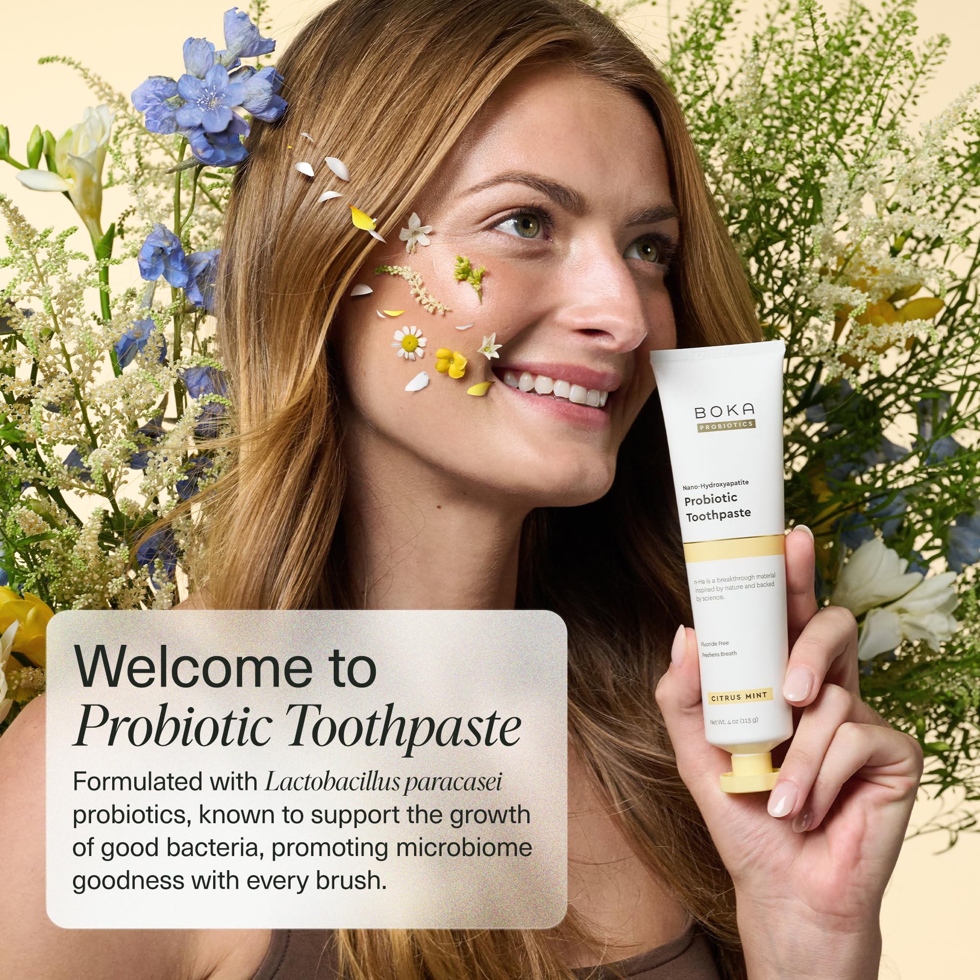 Pasta dental Boka con probióticos Dental-Lac para equilibrar la microbiota oral.