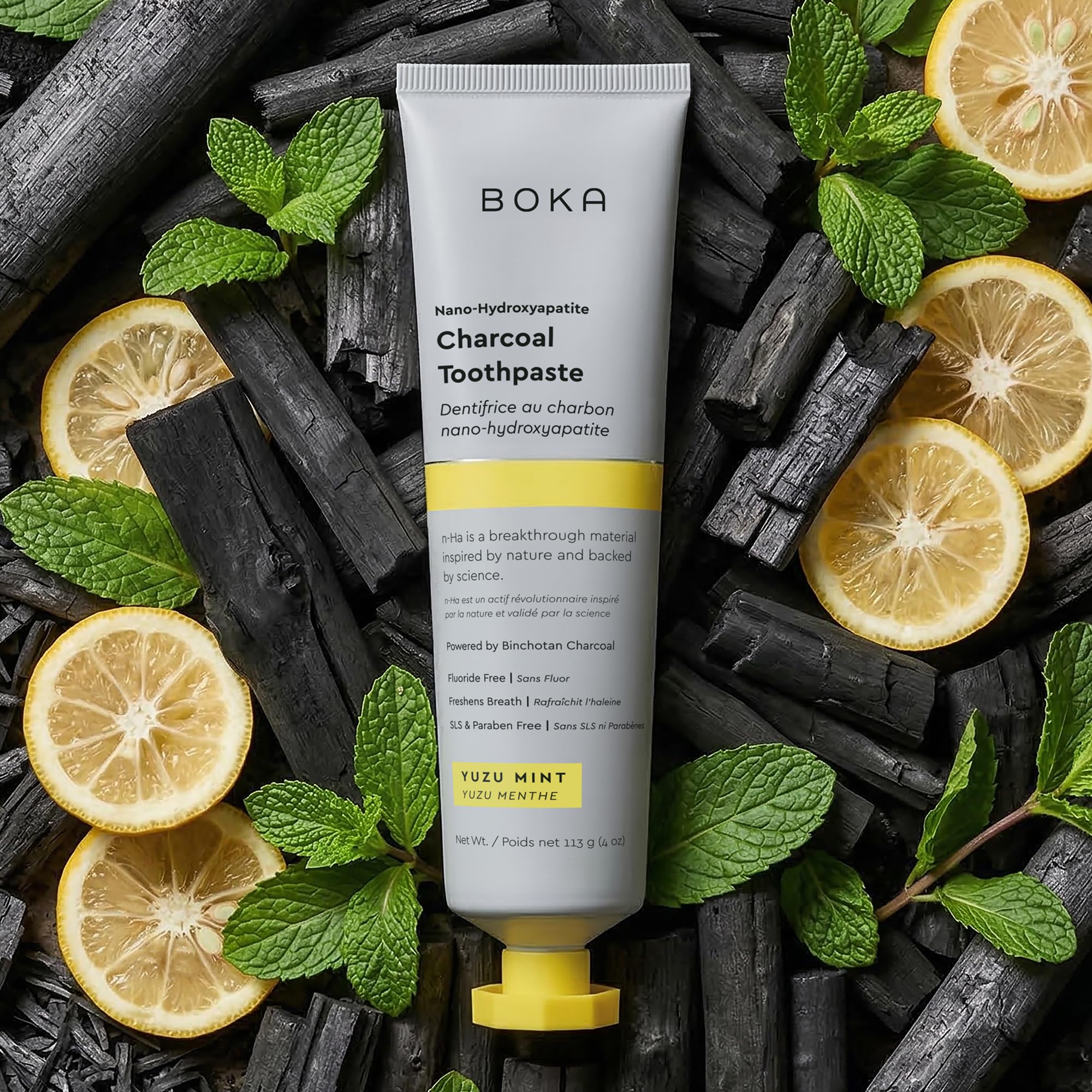 Boka carbón activado yuzu menta, sensación de limpieza fresca
