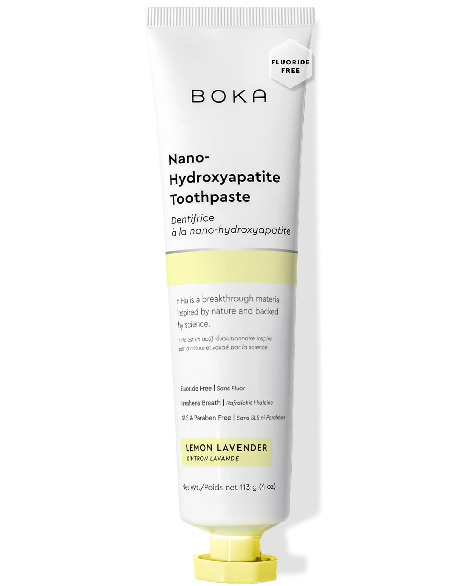 Pasta de dientes Boka en empaque visible, opción sin fluoruro para el día a día.
