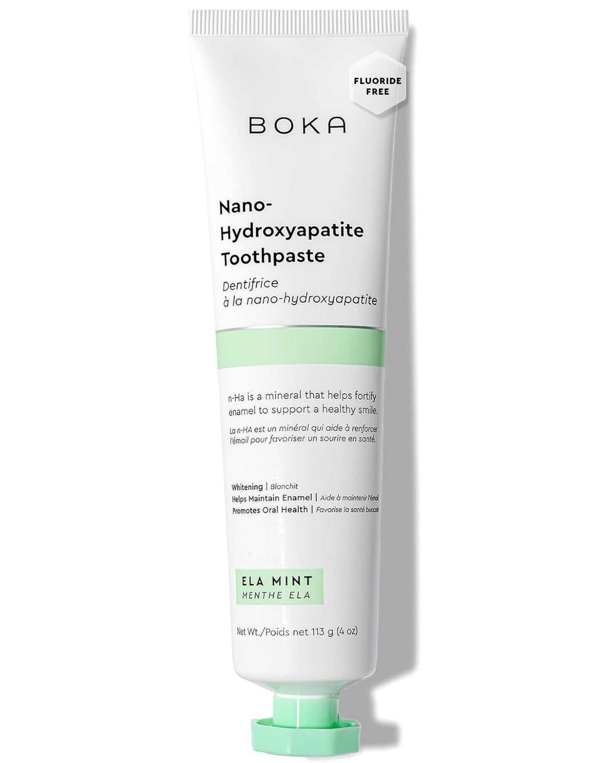 Boka pasta de dientes sin fluoruro, envase visible, uso diario suave.