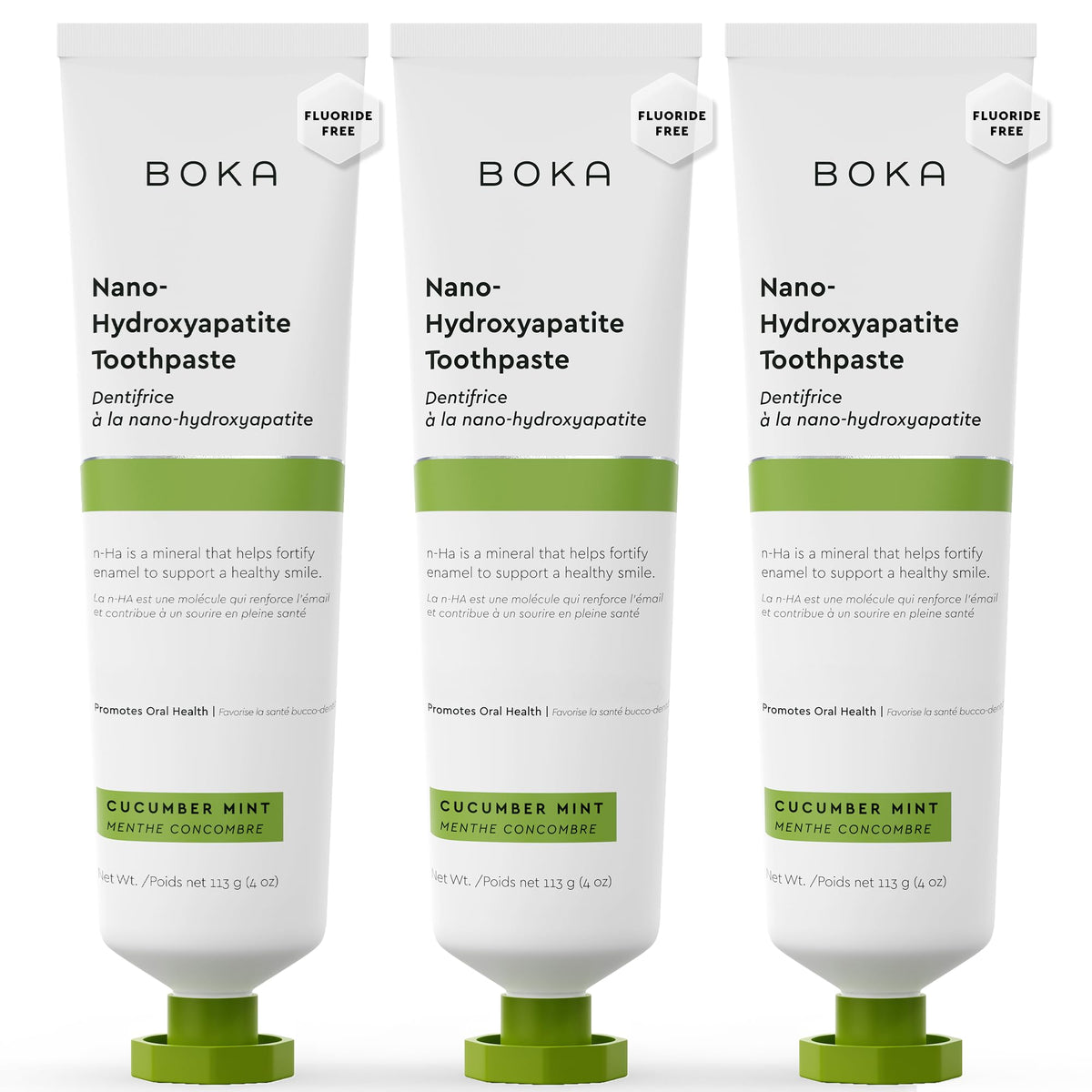 Pasta Boka con nano-hidroxiapatita en envase, cuidado del esmalte.