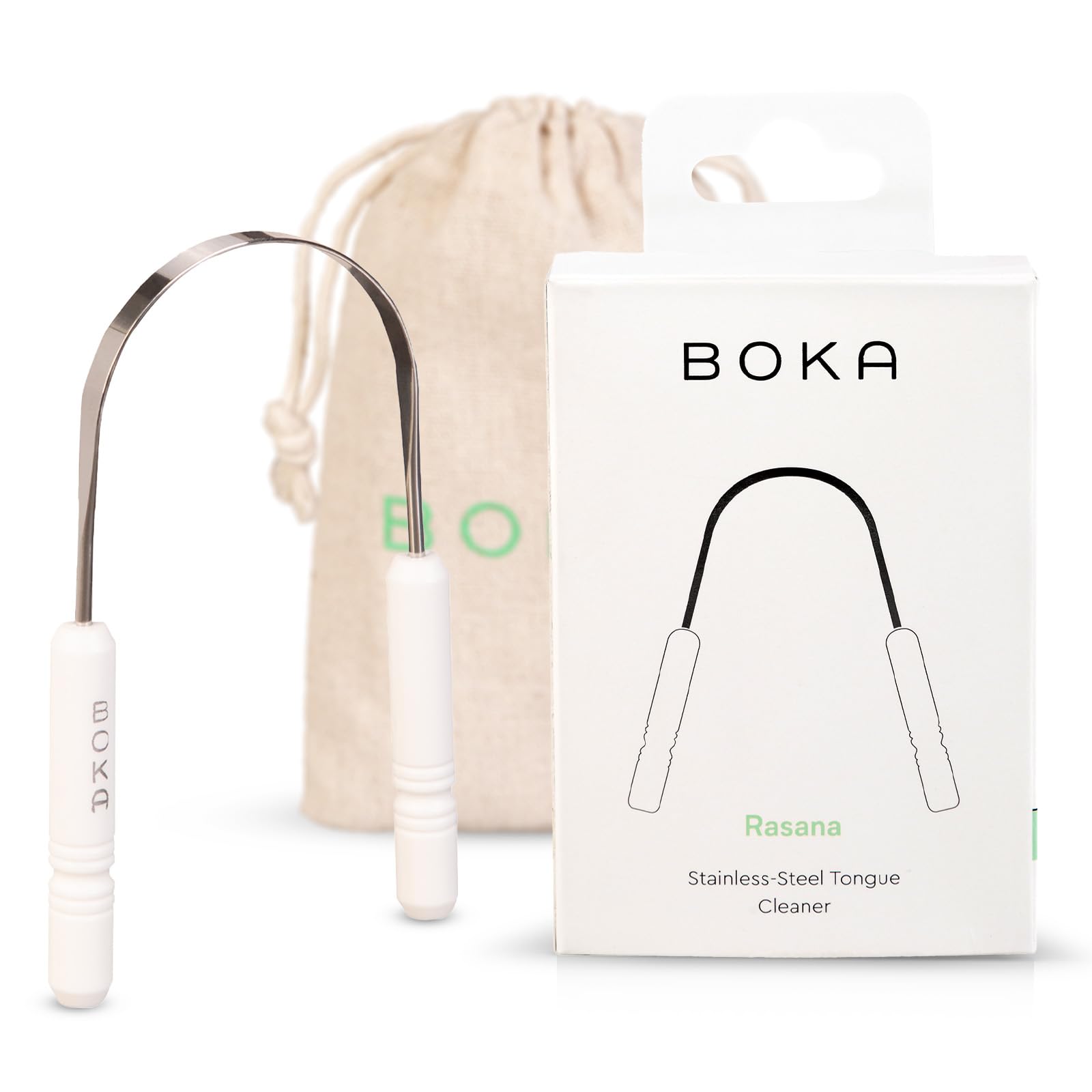 Raspador de lengua Boka para adultos y niños con estuche, higiene bucal diaria.