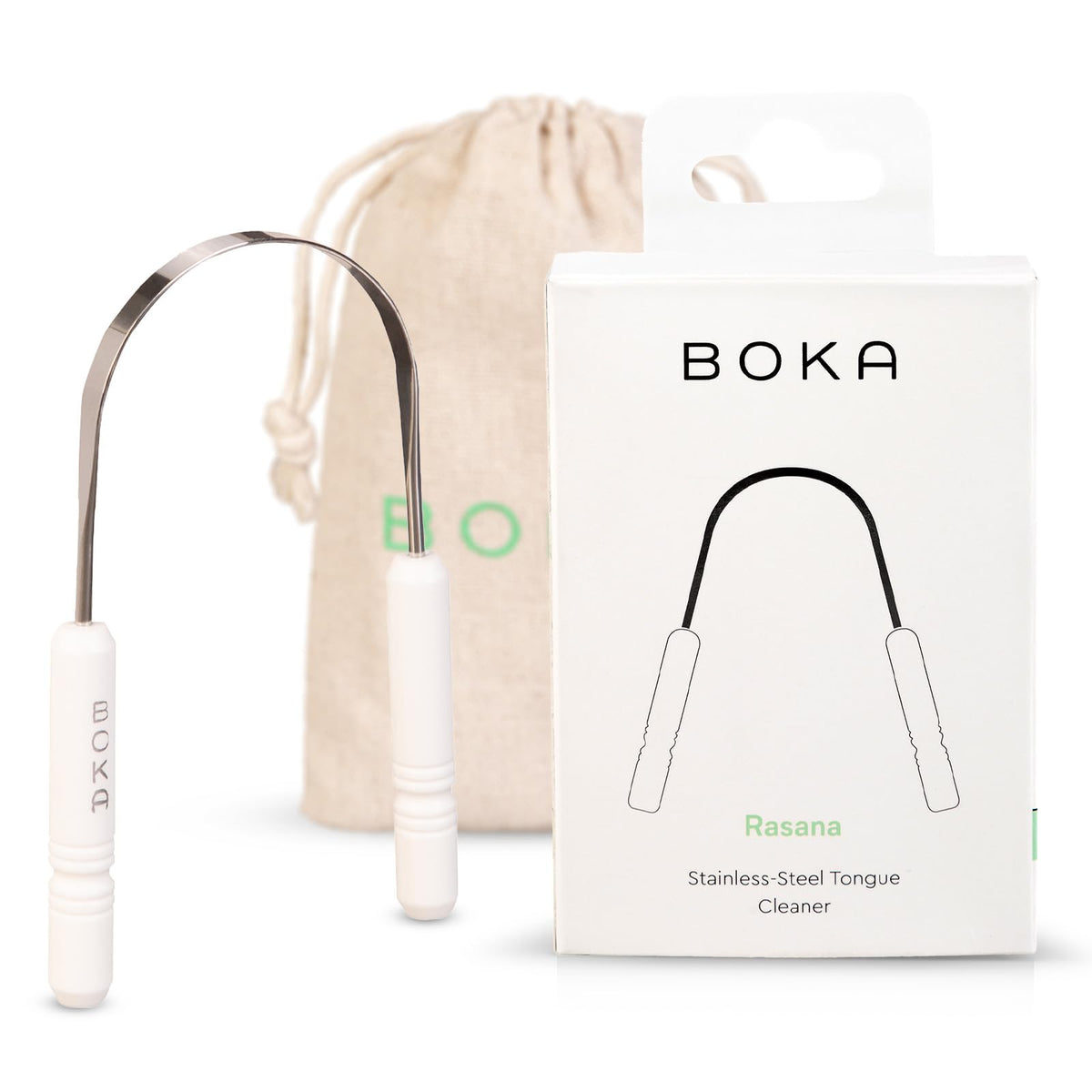 Raspador de lengua Boka para adultos y niños con estuche, higiene bucal diaria.